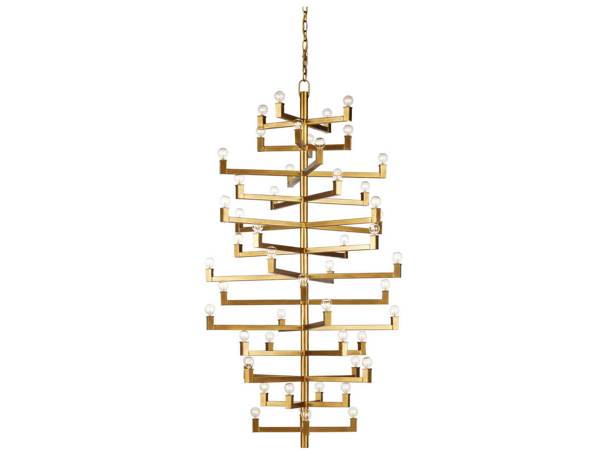 Currey & Company Andre 52-Light Brass Linear Tiered Chandelier