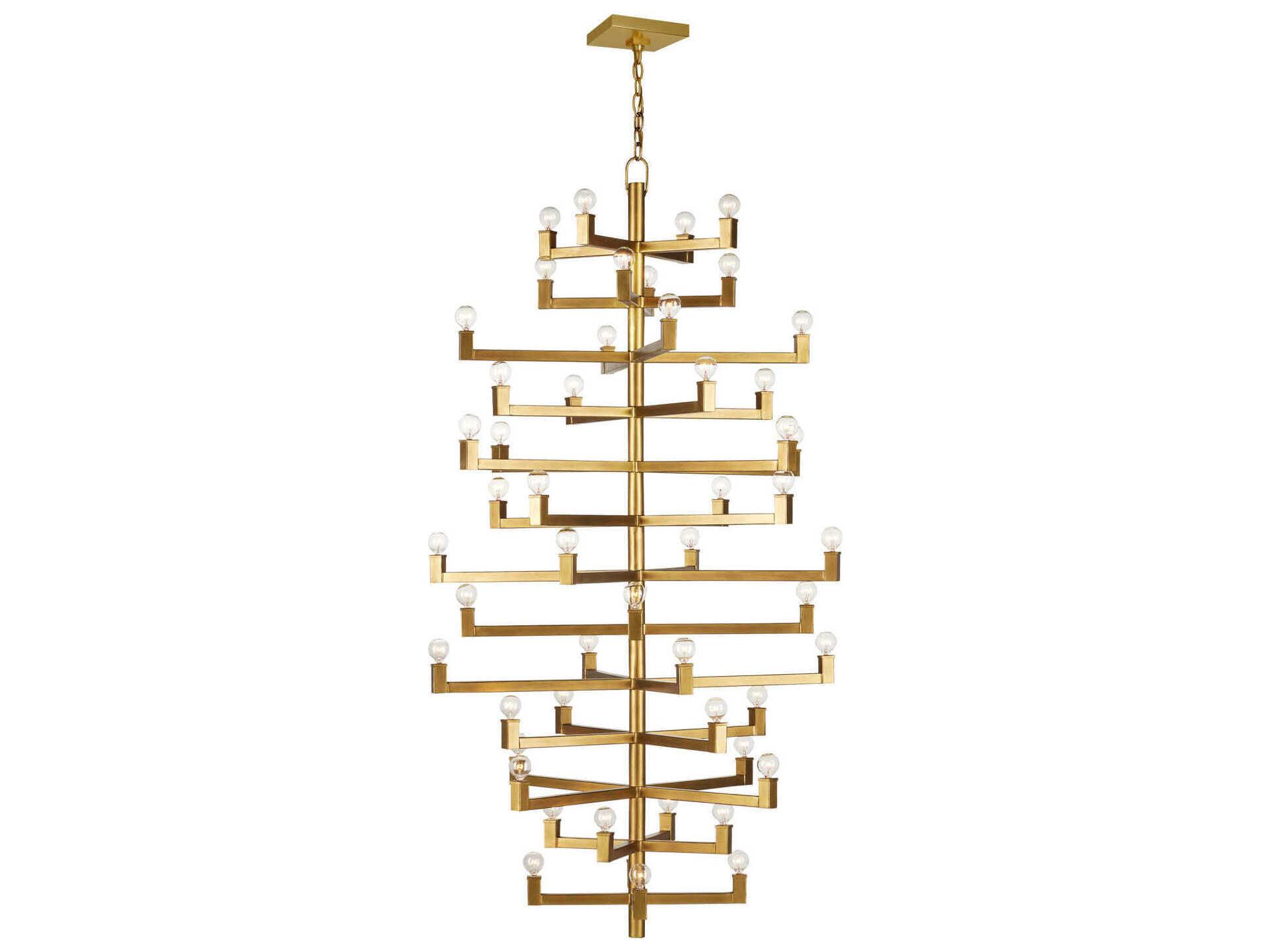 Currey & Company Andre 52-Light Brass Linear Tiered Chandelier