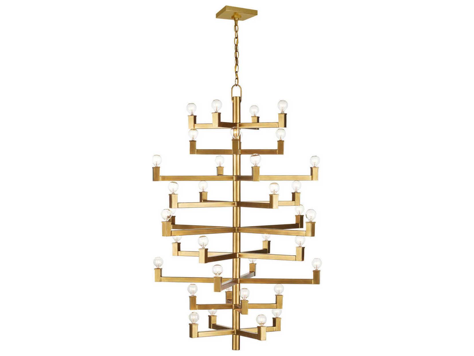 Currey & Company Andre 36-Light Brass Linear Tiered Chandelier