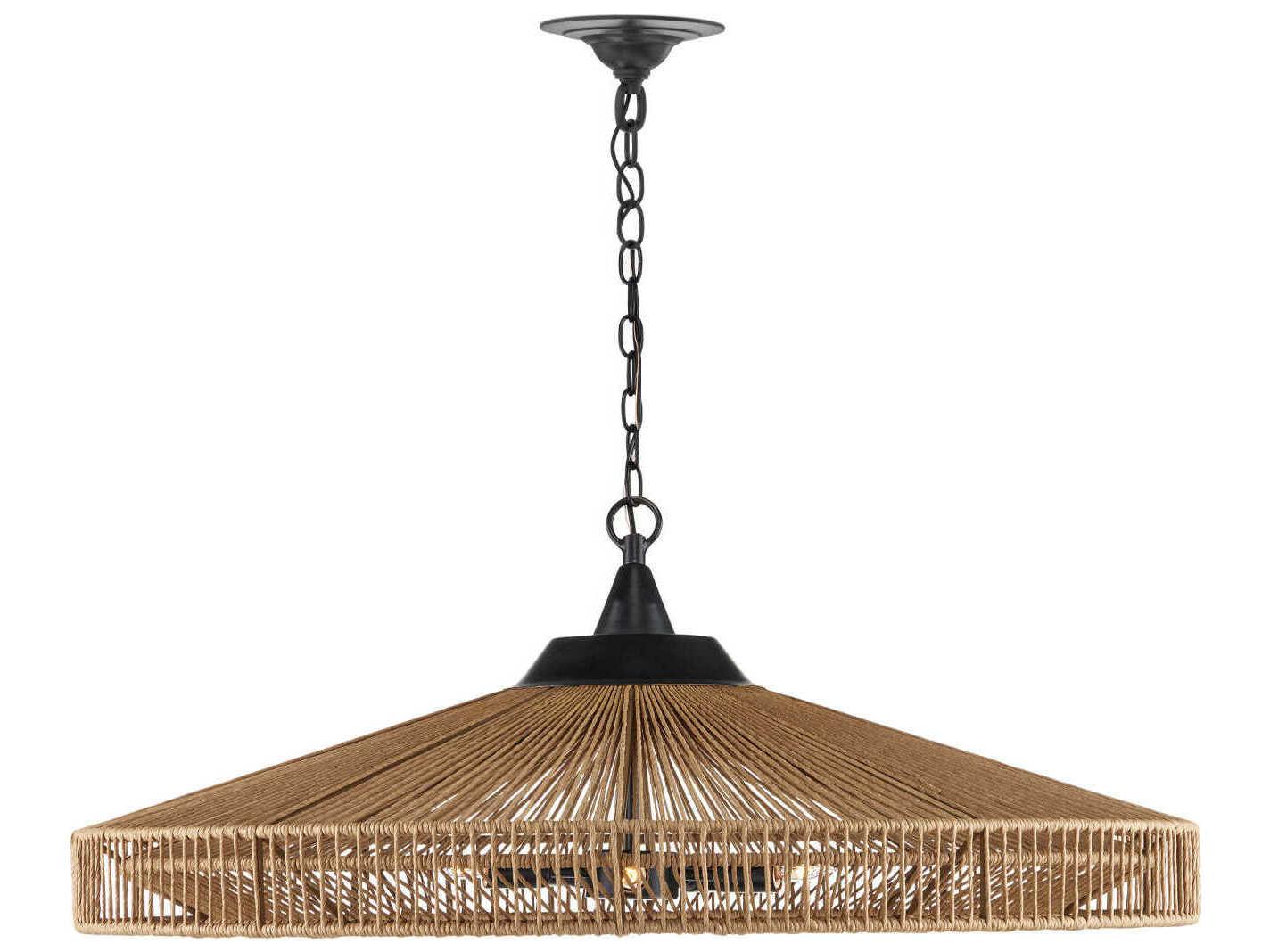 Currey & Company Maldives 5-Light Natural satin Black Brown Dome Pendant