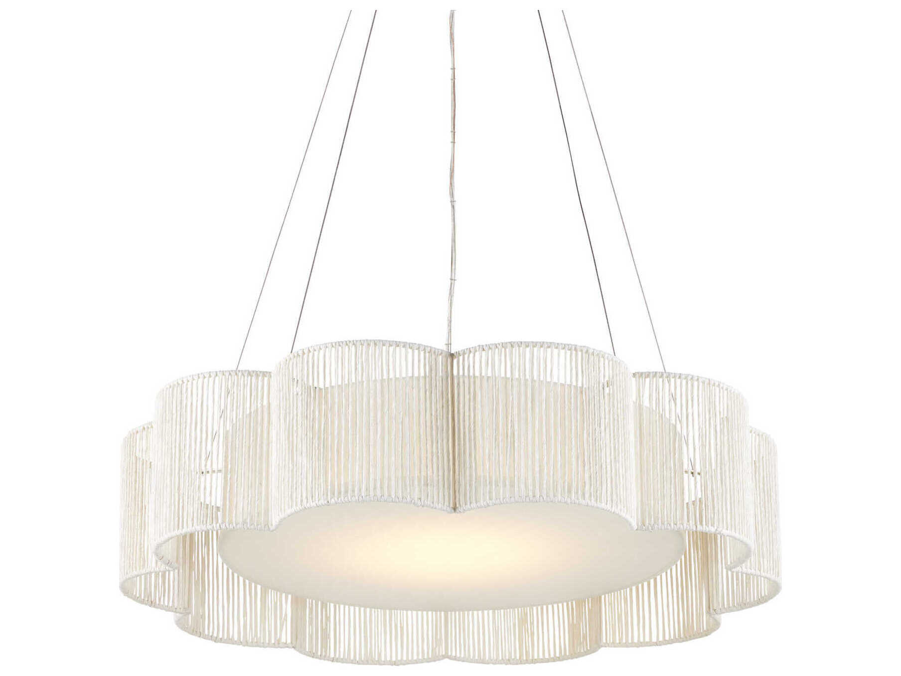 Currey & Company Ancroft 1-Light White Contemporary Silver Leaf LED Drum Linear Pendant