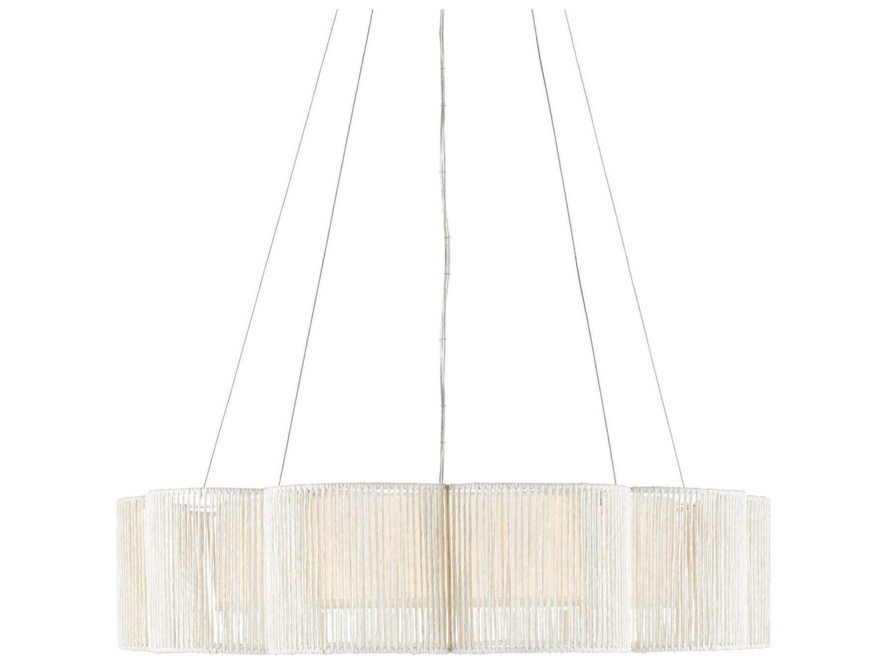 Currey & Company Ancroft 1-Light White Contemporary Silver Leaf LED Drum Linear Pendant