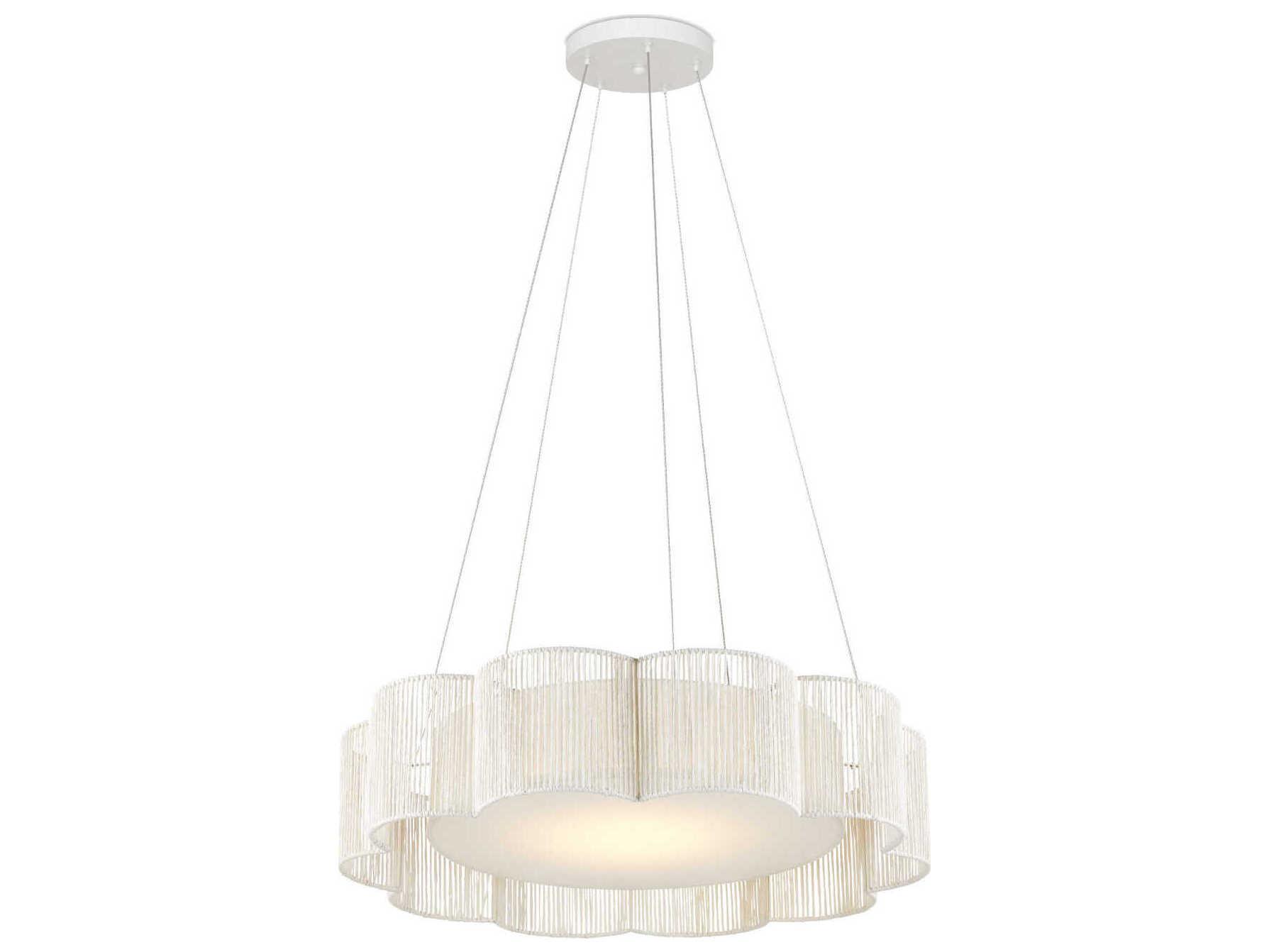 Currey & Company Ancroft 1-Light White Contemporary Silver Leaf LED Drum Linear Pendant