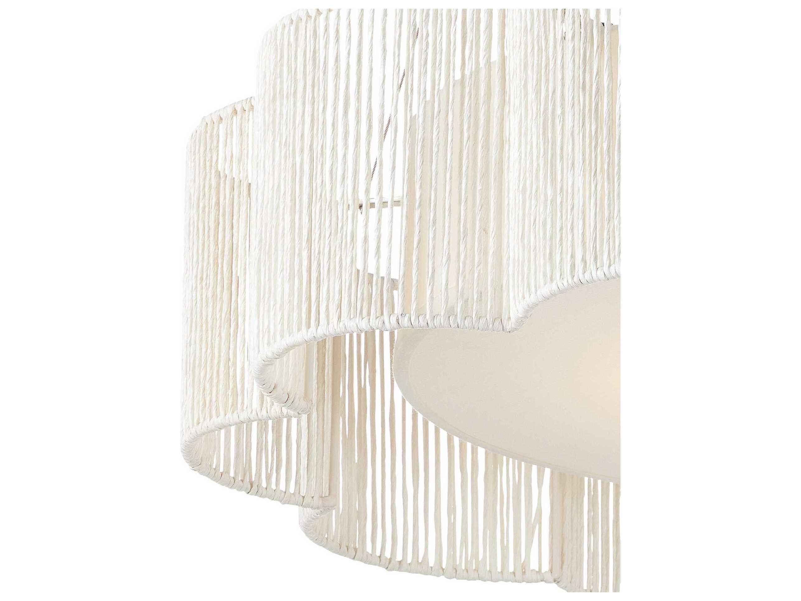 Currey & Company Ancroft 1-Light White Contemporary Silver Leaf LED Drum Linear Pendant