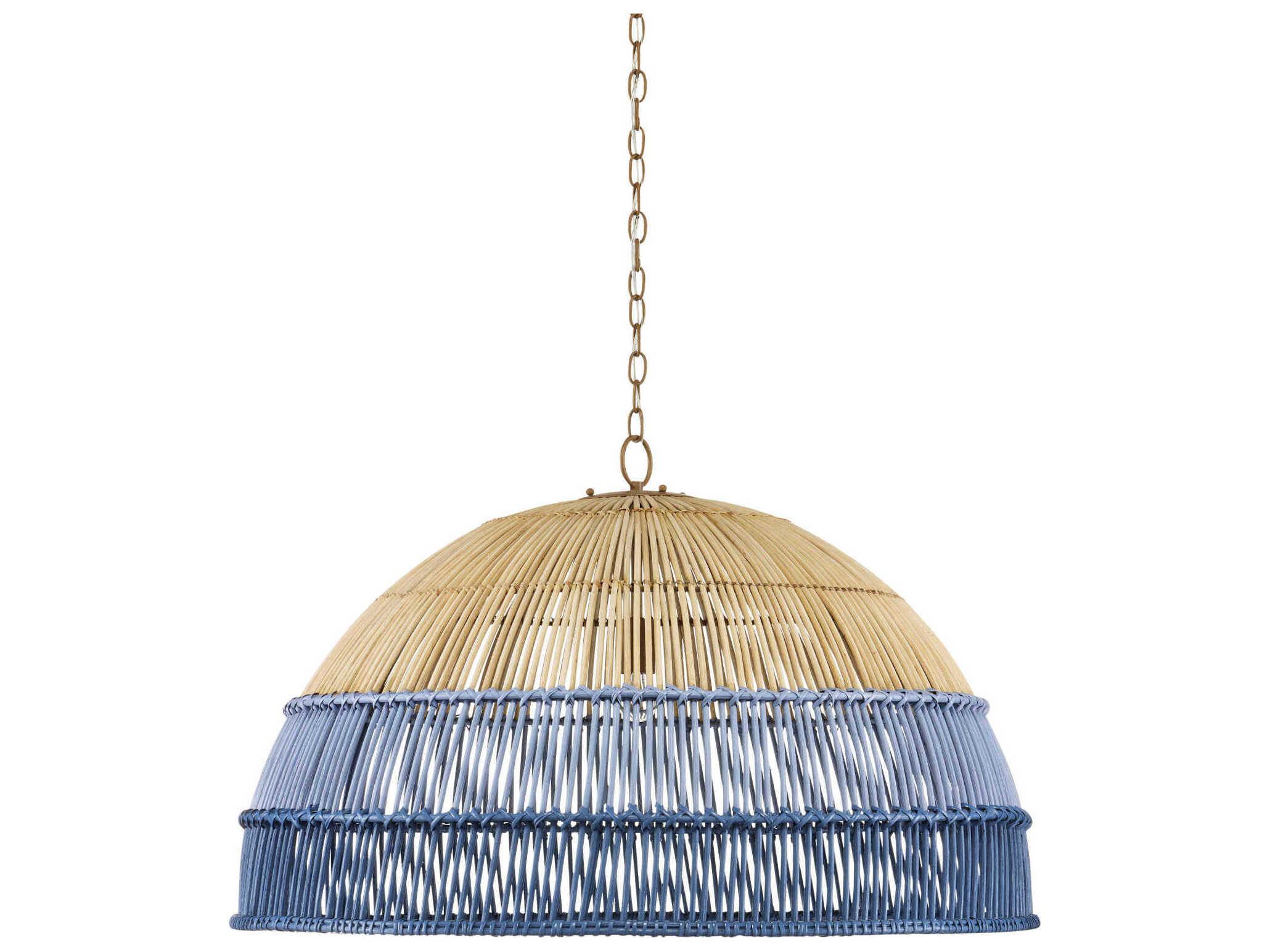 Currey & Company Senjyo 1-Light Khaki Cornflower Blue Bluebonnet Brown Dome Pendant