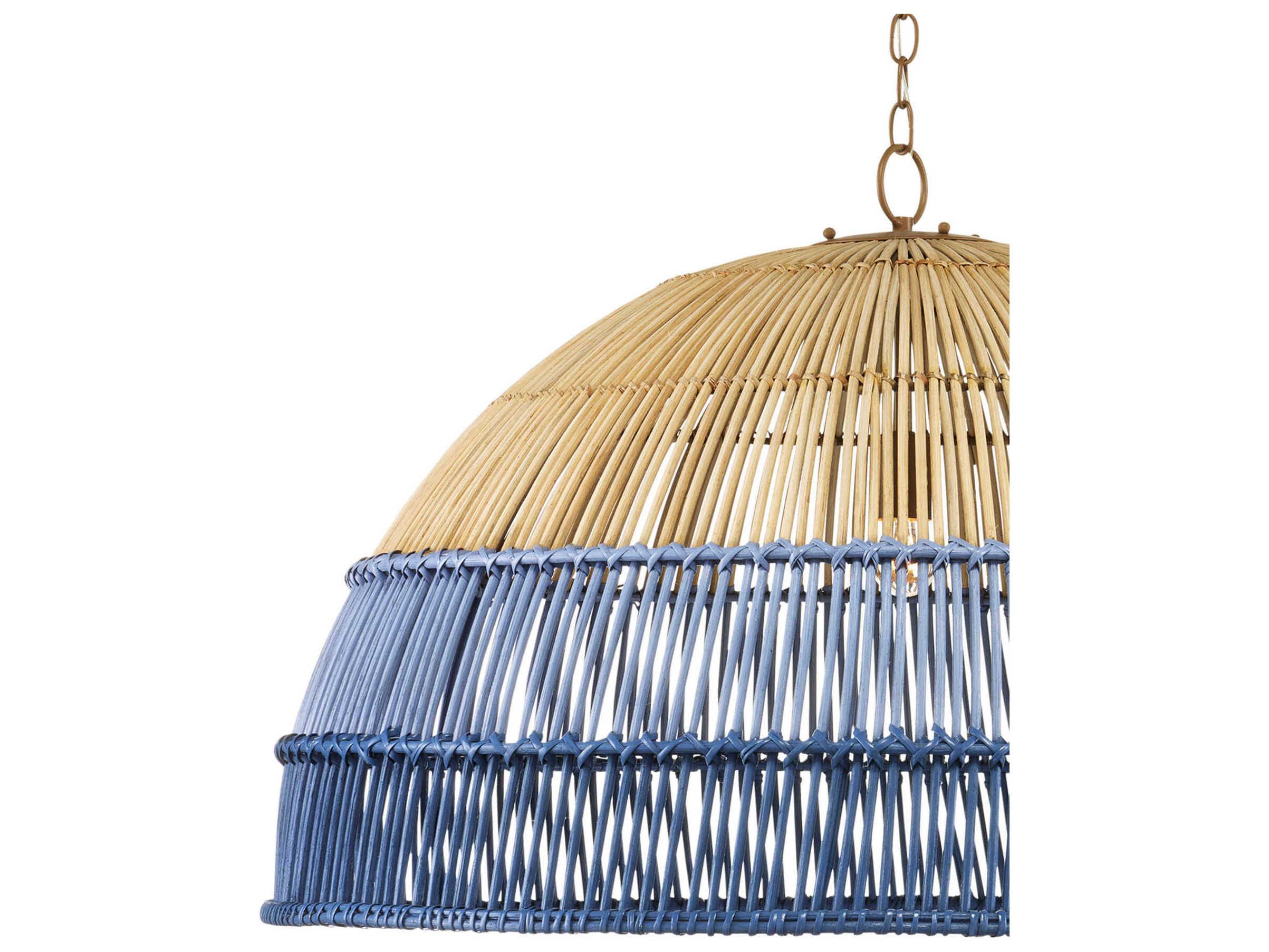 Currey & Company Senjyo 1-Light Khaki Cornflower Blue Bluebonnet Brown Dome Pendant