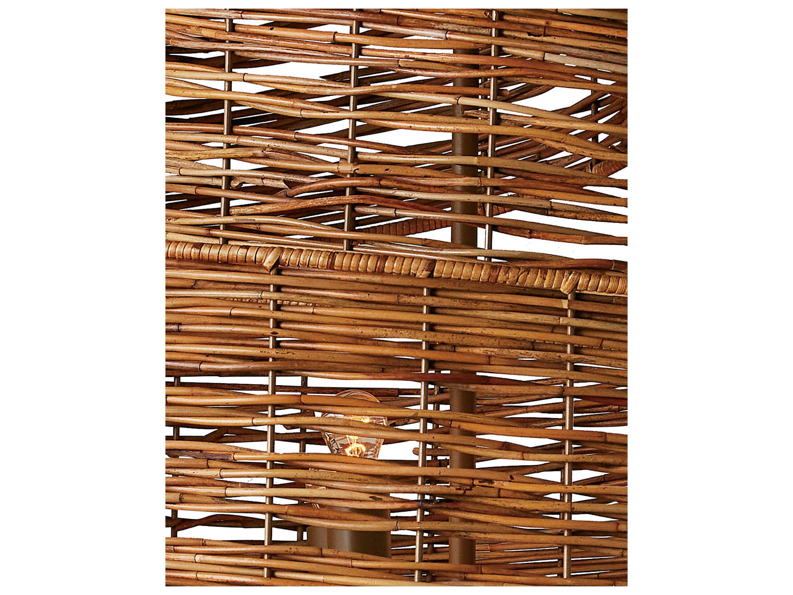 Currey & Company Saisei 5-Light Khaki Natural Rattan Brown Chandelier