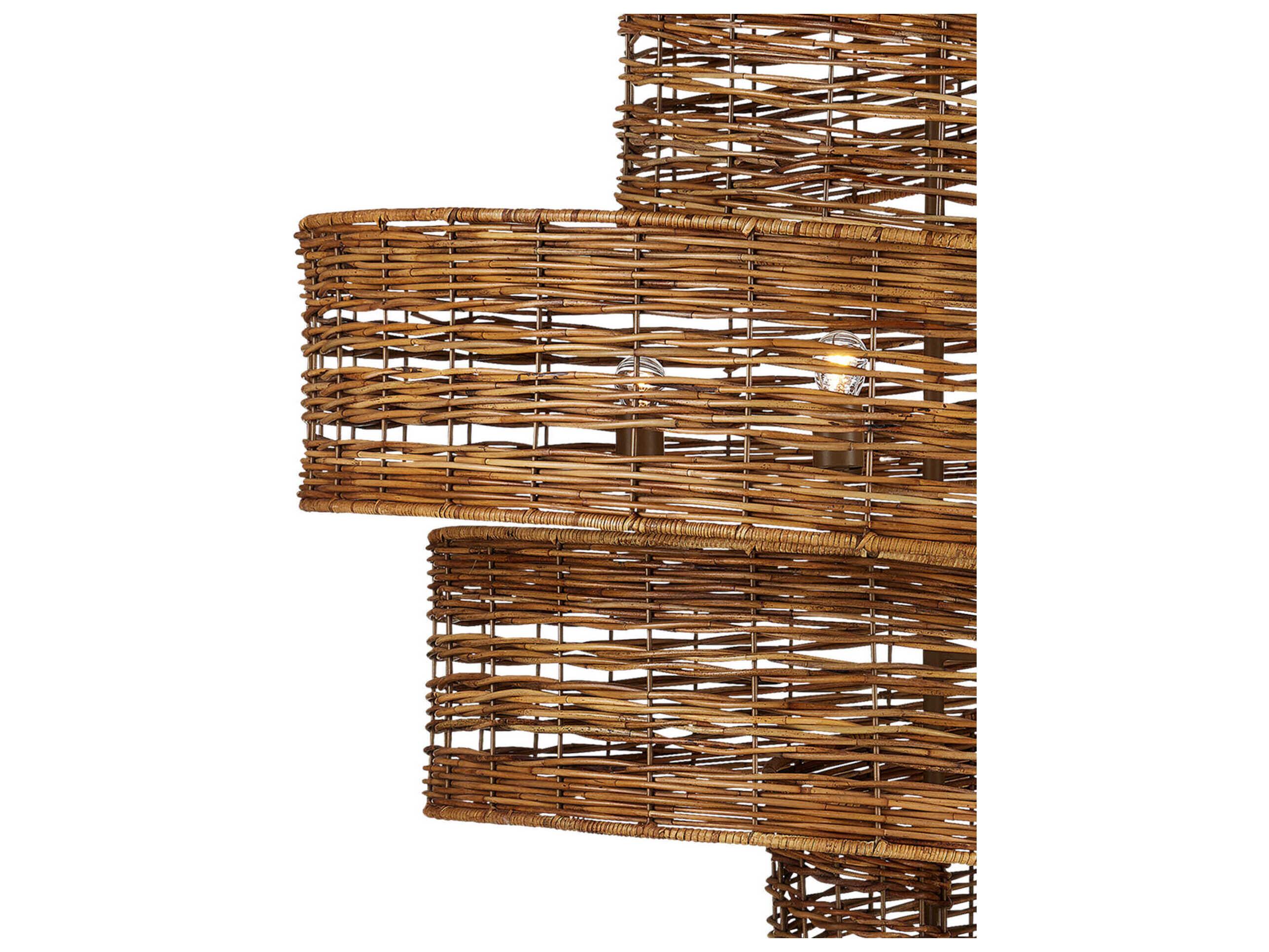 Currey & Company Saisei 5-Light Khaki Natural Rattan Brown Chandelier