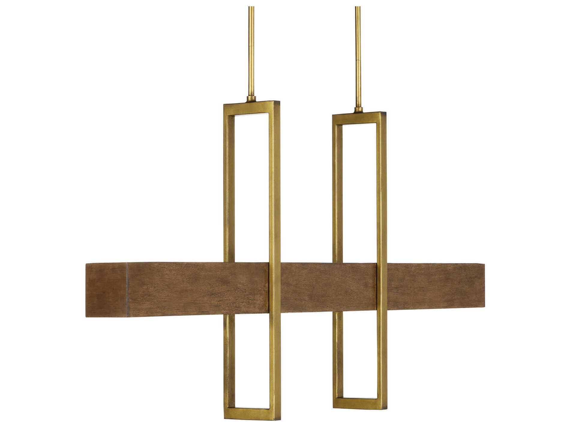Currey & Company Tonbridge 3-Light Chestnut Brass Sugar White Brown Linear Island Pendant