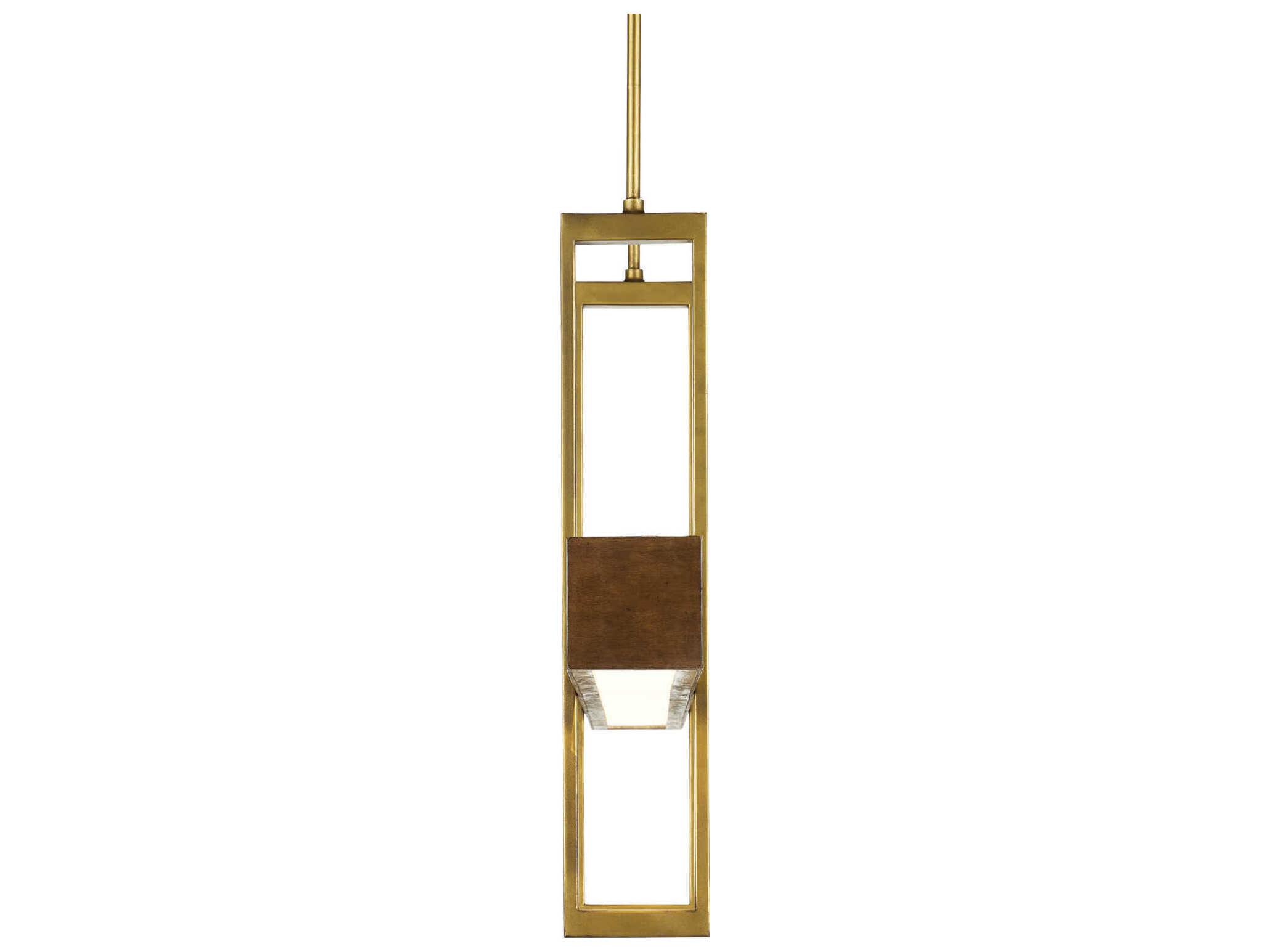 Currey & Company Tonbridge 3-Light Chestnut Brass Sugar White Brown Linear Island Pendant
