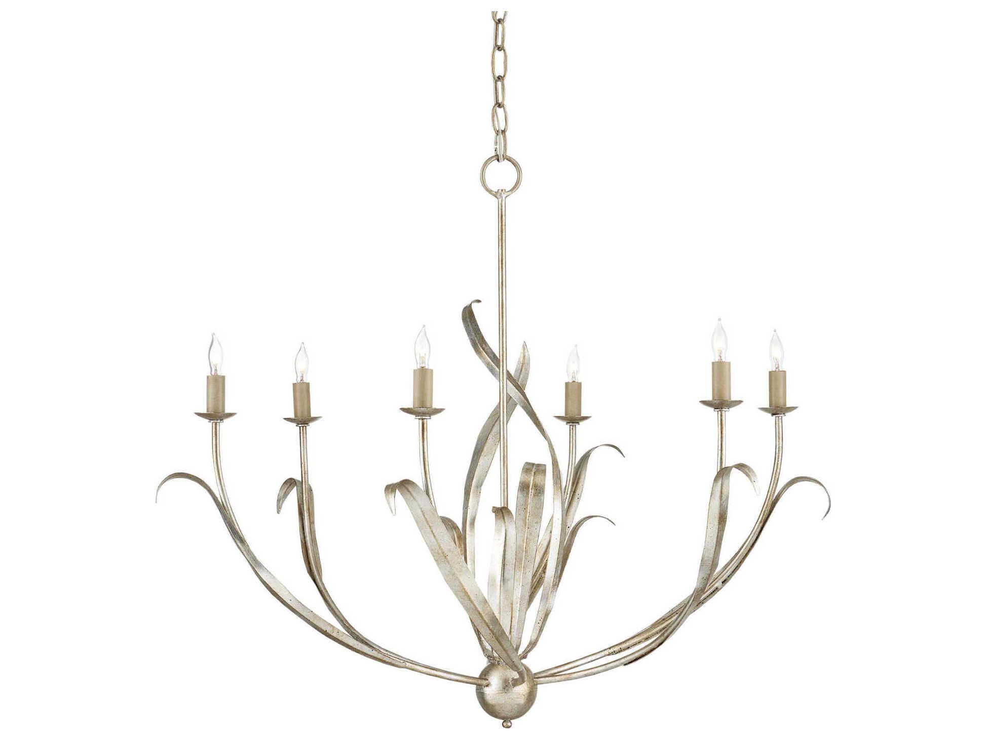 Currey & Company Menefee 6-Light Silver Granello Candelabra Chandelier