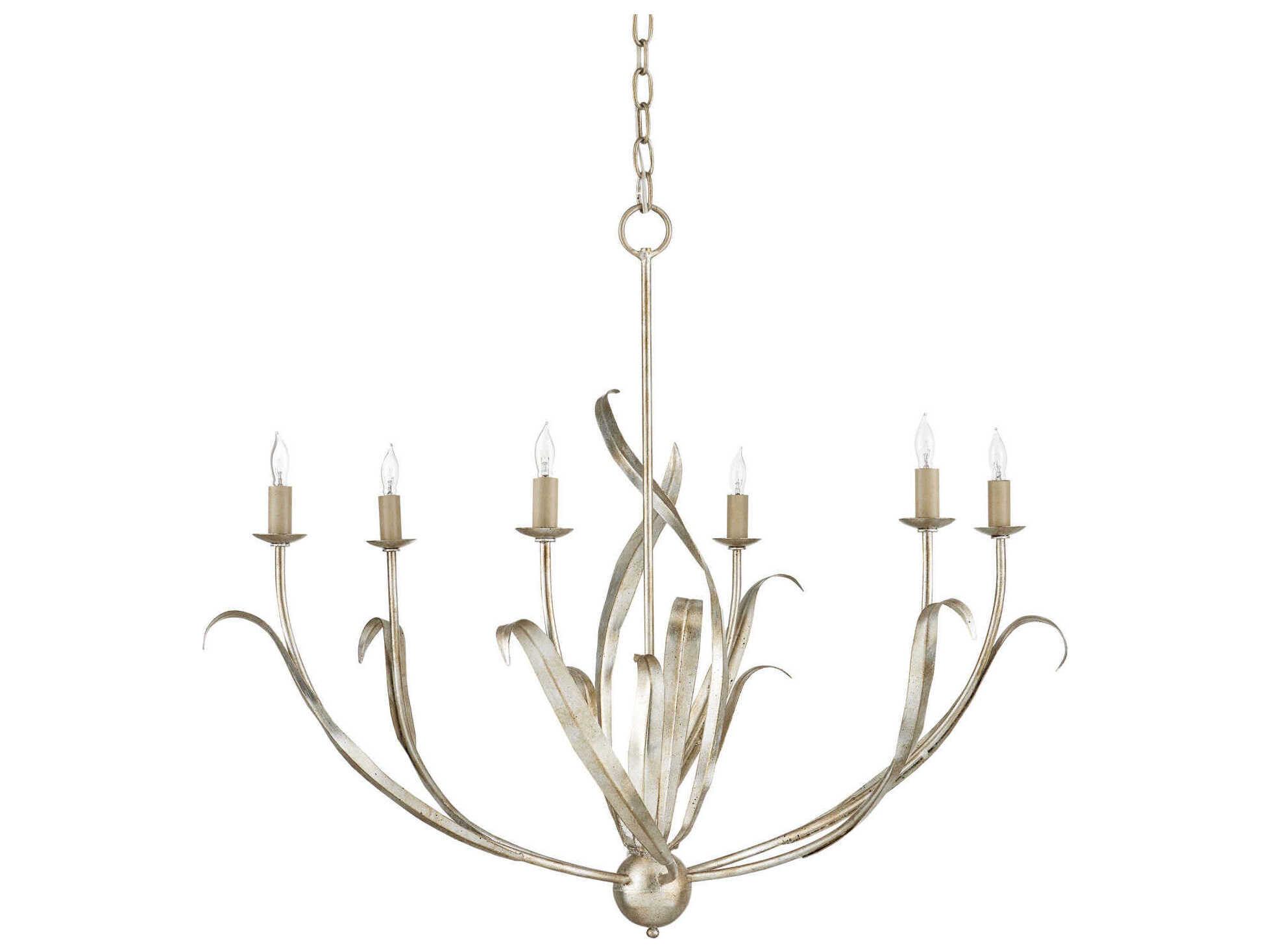 Currey & Company Menefee 6-Light Silver Granello Candelabra Chandelier