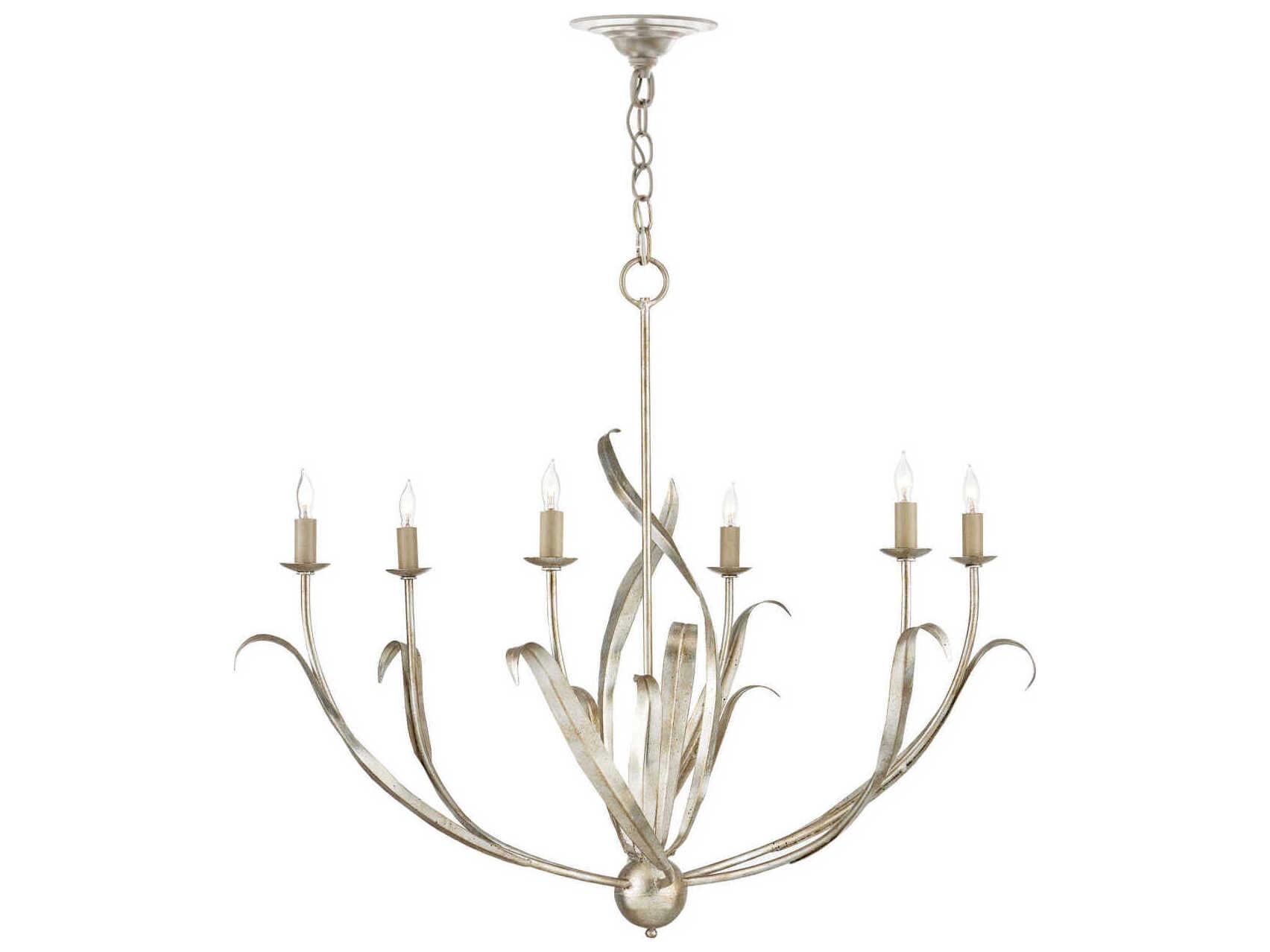Currey & Company Menefee 6-Light Silver Granello Candelabra Chandelier