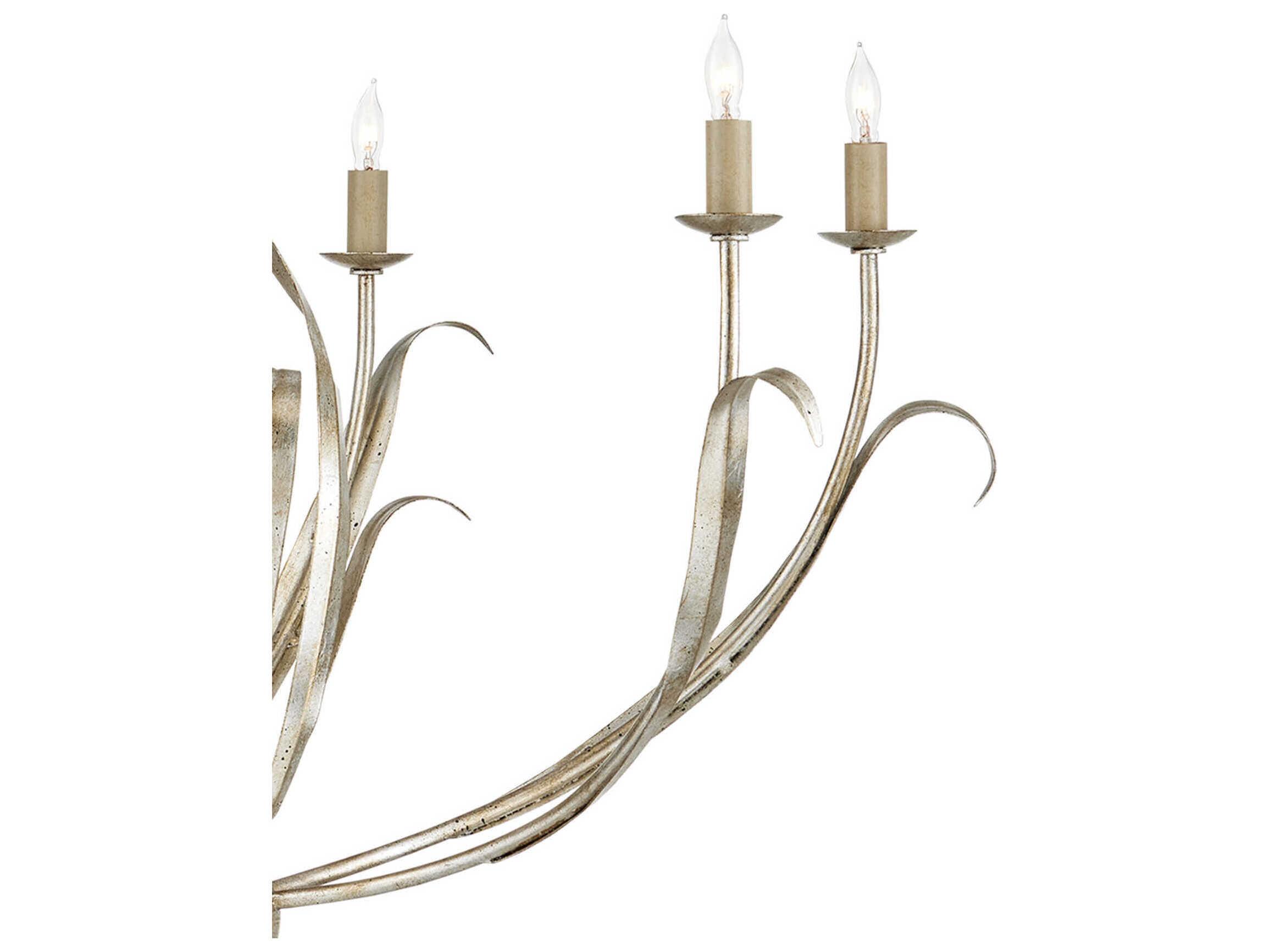 Currey & Company Menefee 6-Light Silver Granello Candelabra Chandelier