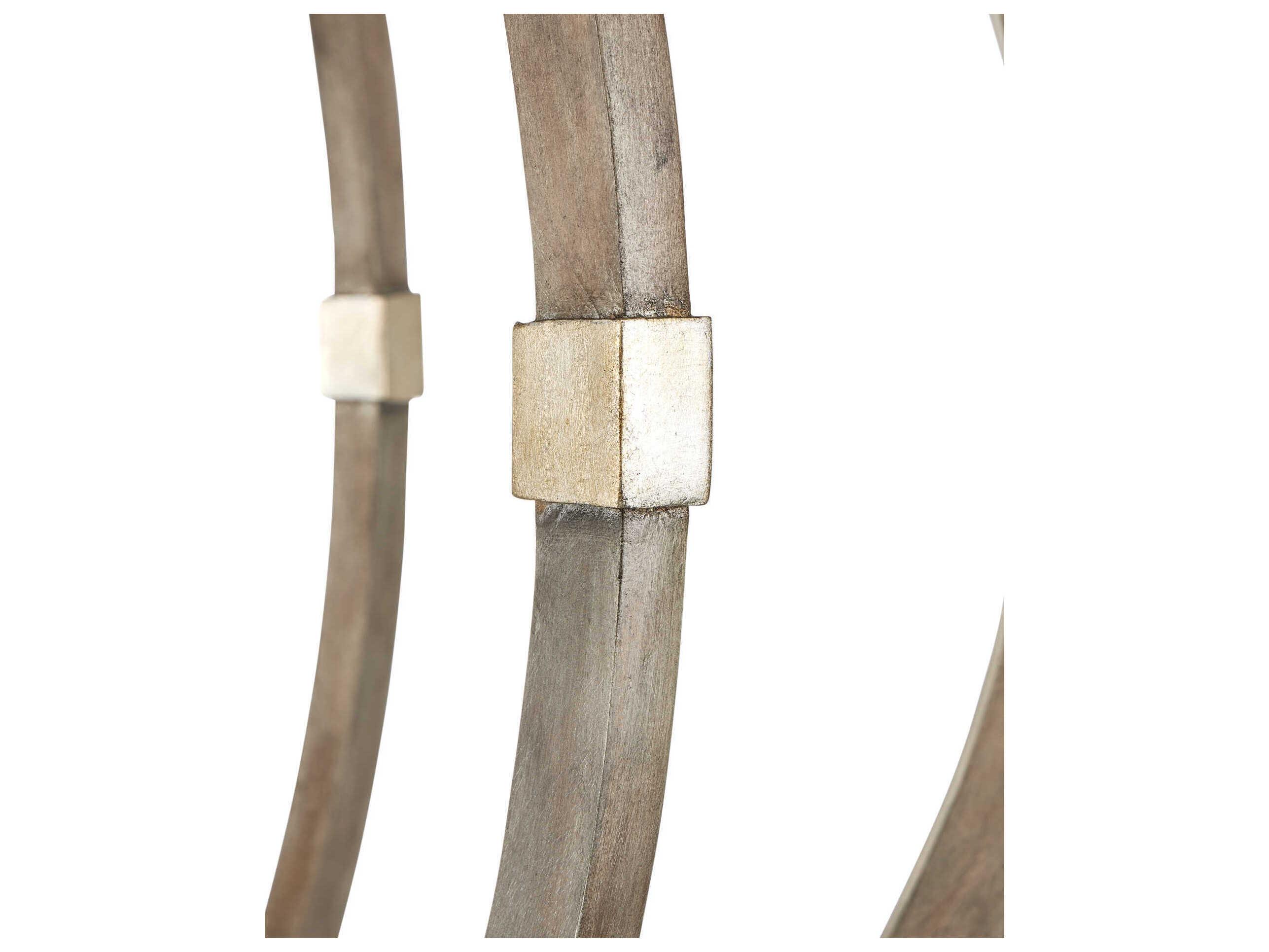 Currey & Company Bastian 6-Light Chateau Gray Contemporary Silver Leaf Candelabra Round Chandelier