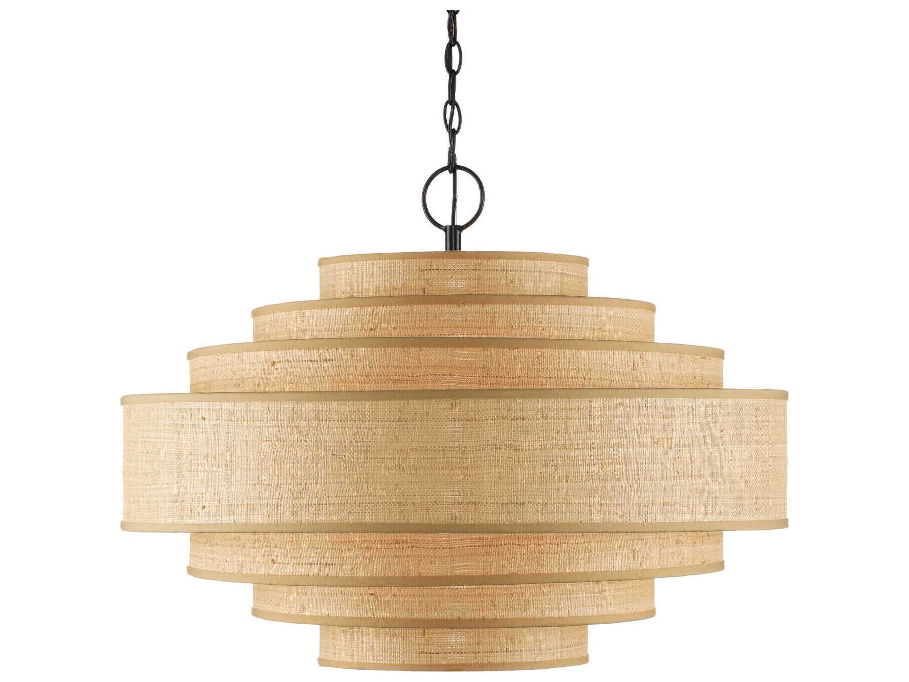 Currey & Company Maura 6-Light Satin Black Natural Brown Round Pendant