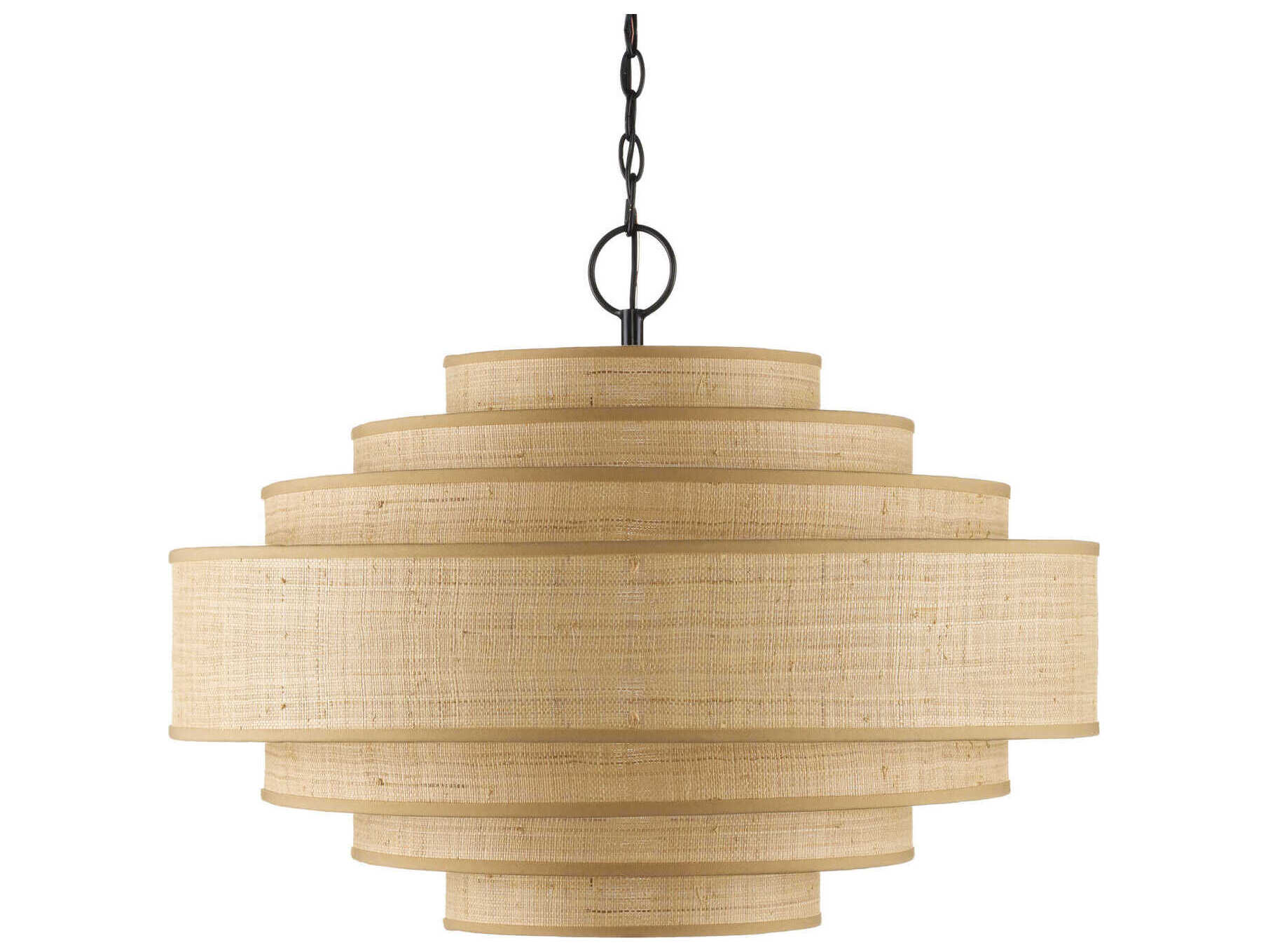 Currey & Company Maura 6-Light Satin Black Natural Brown Round Pendant