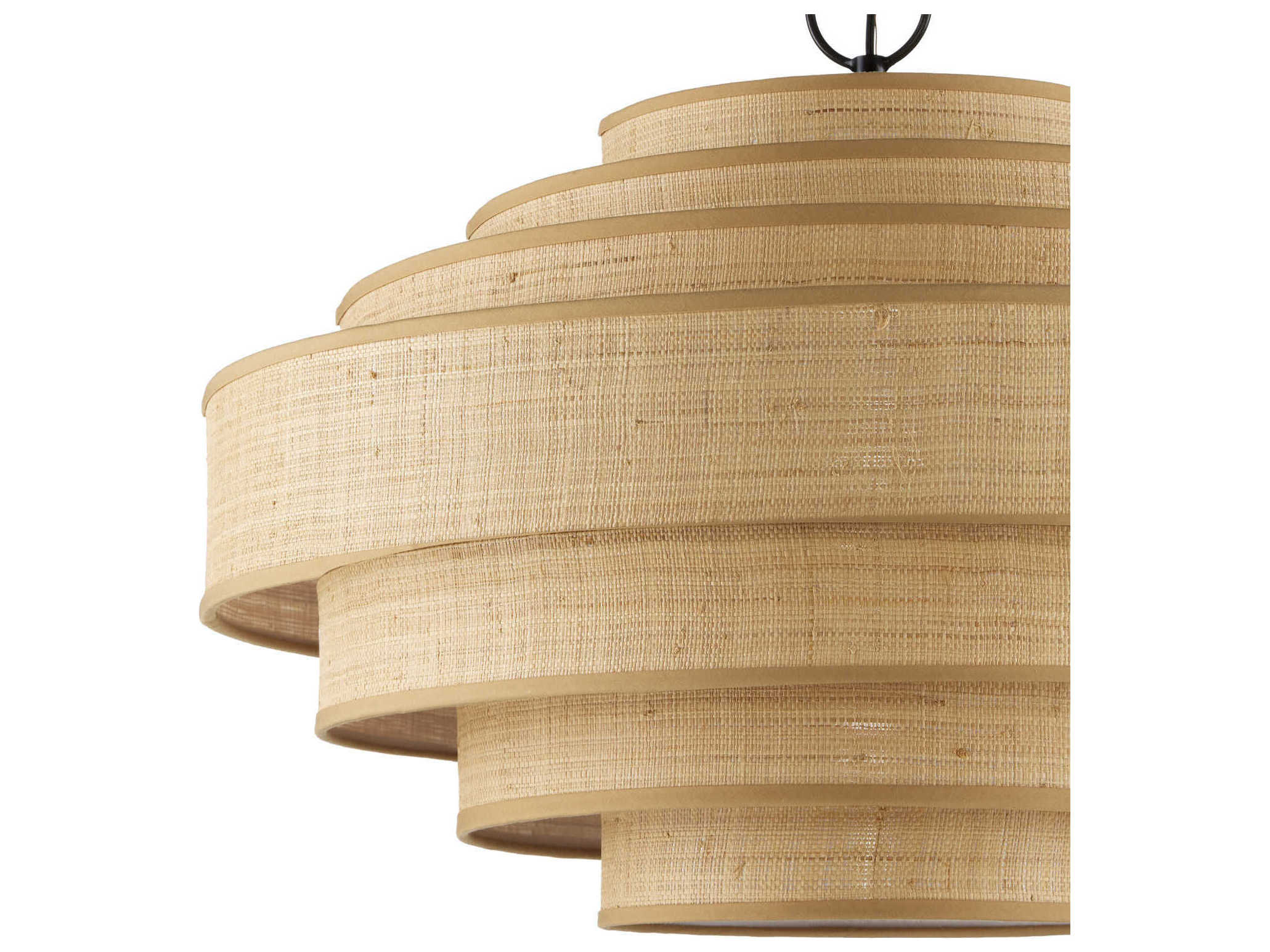 Currey & Company Maura 6-Light Satin Black Natural Brown Round Pendant