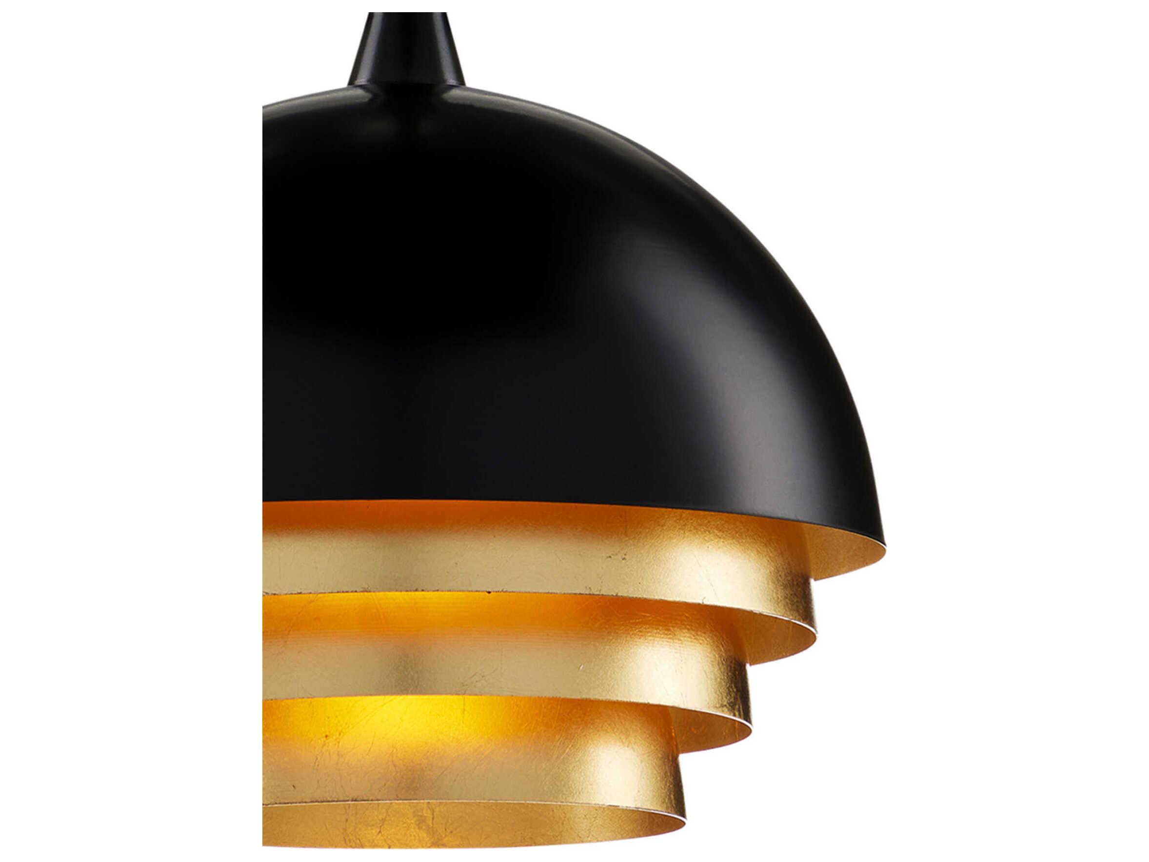 Currey & Company Salviati 1-Light Black Gold Leaf Bowl Pendant