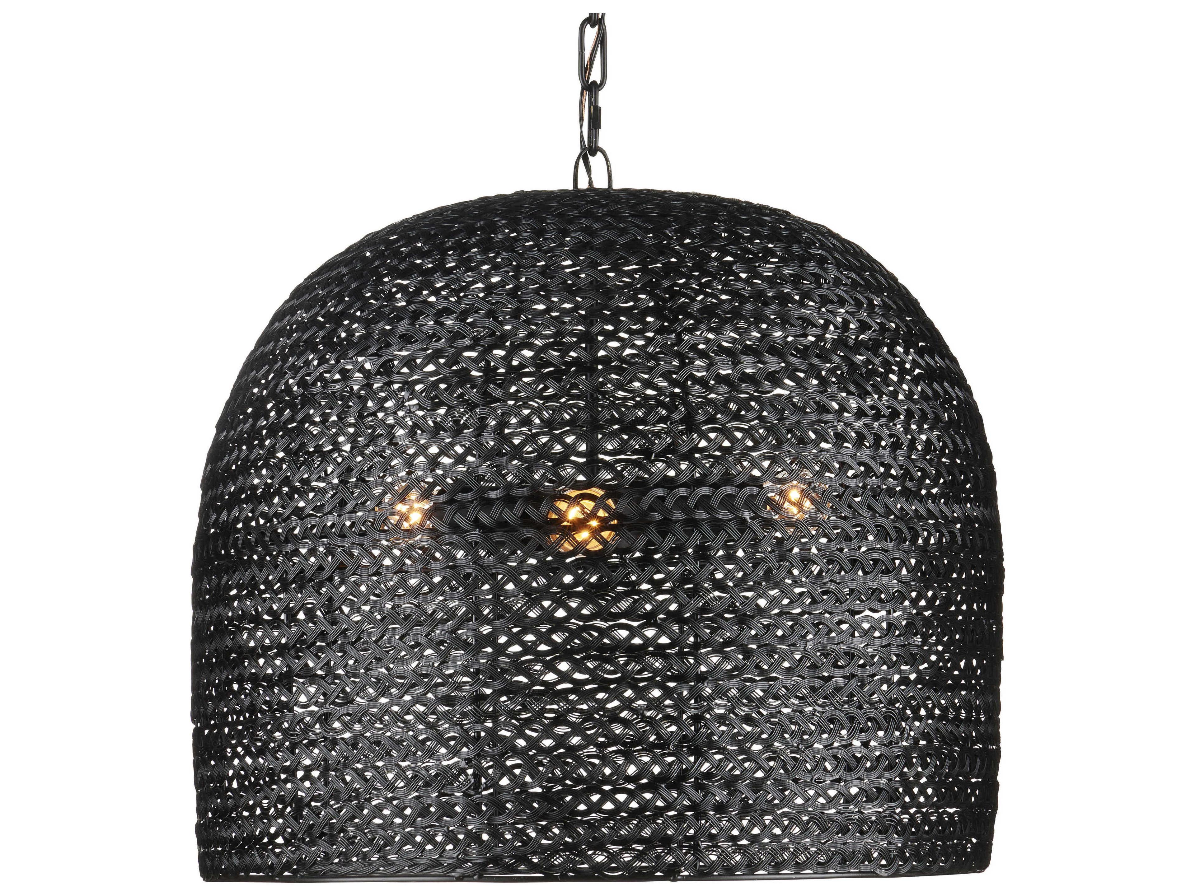 Currey & Company Piero 3-Light Satin Black Bowl Pendant