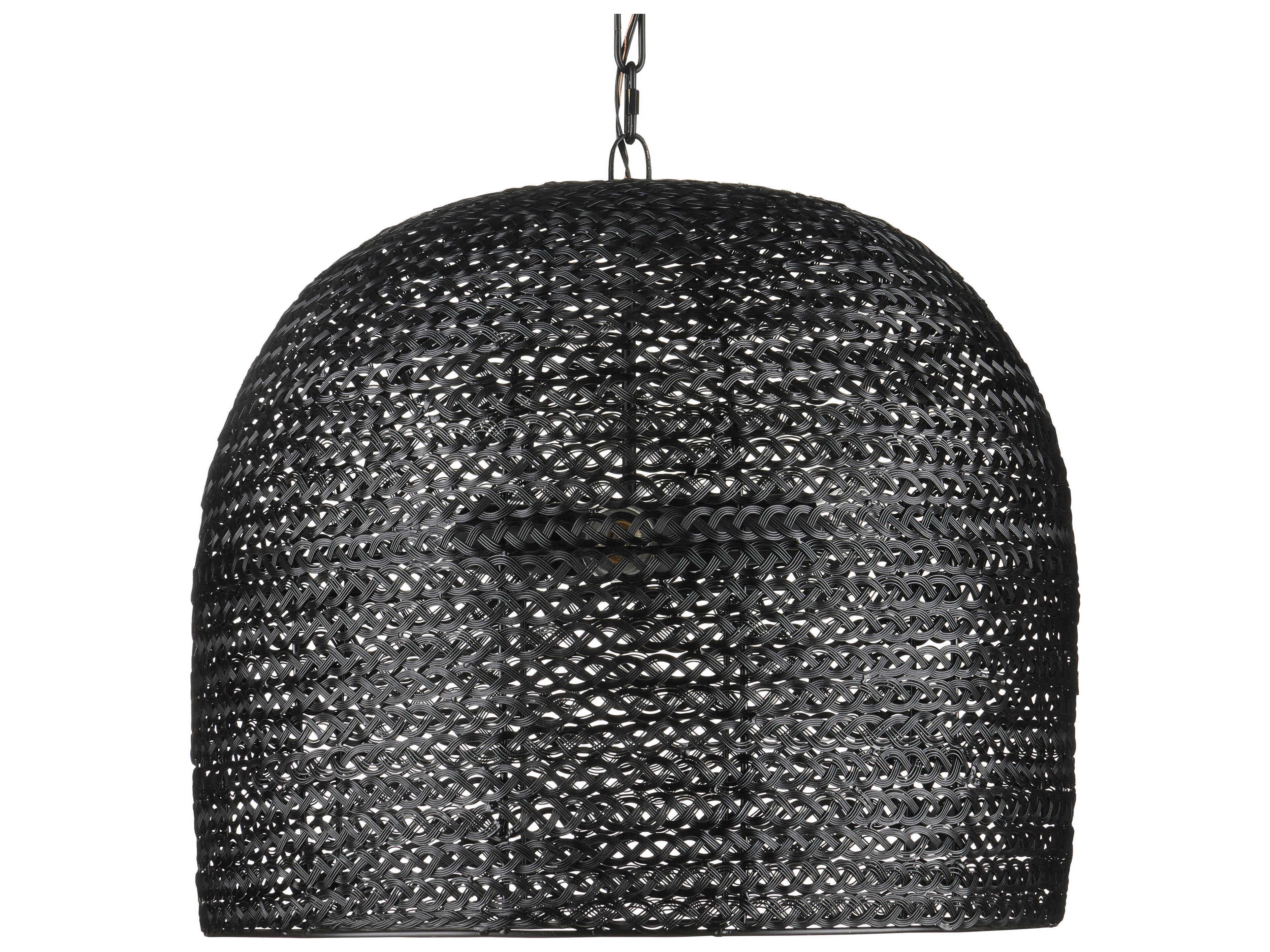 Currey & Company Piero 3-Light Satin Black Bowl Pendant