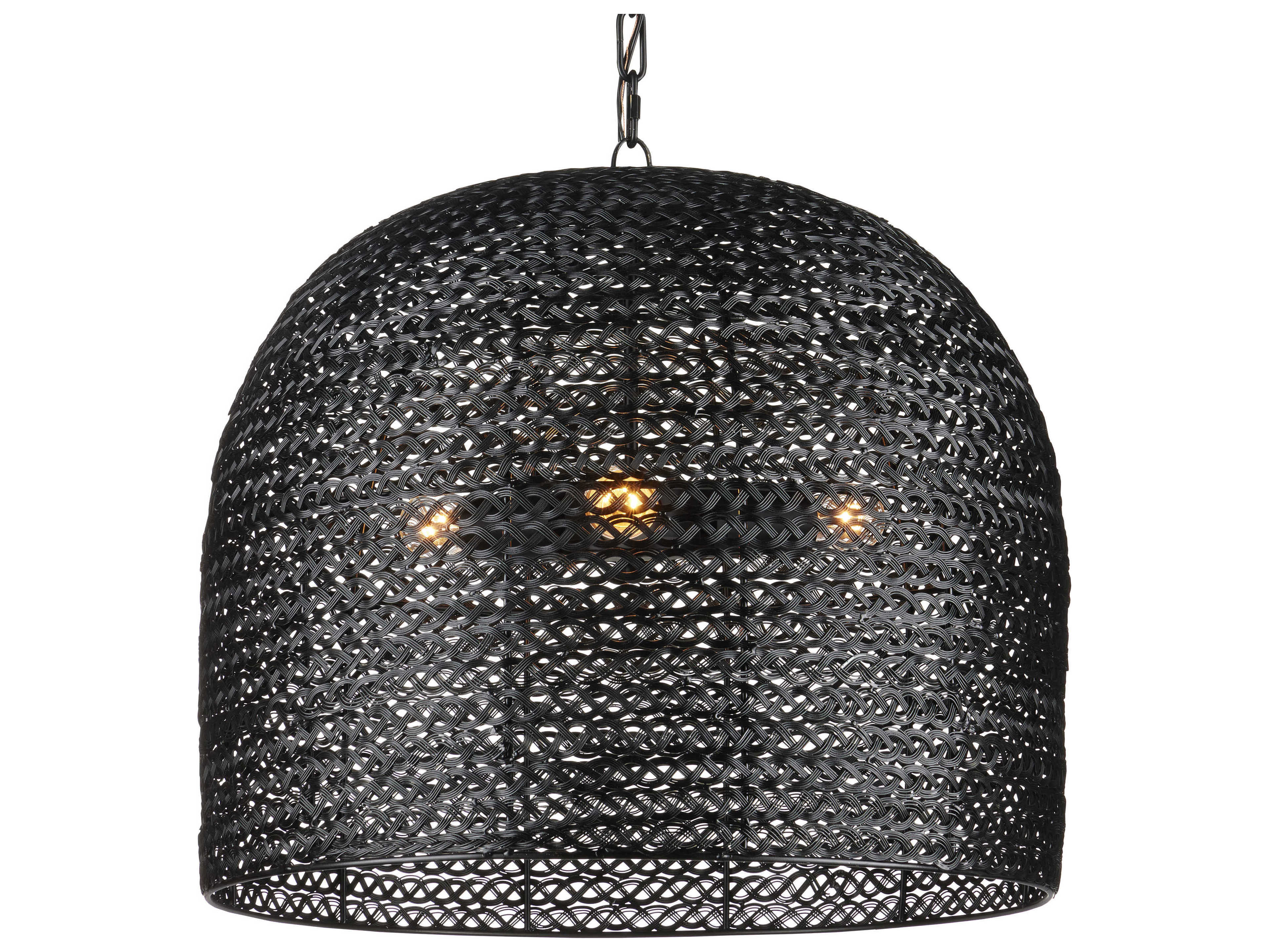 Currey & Company Piero 3-Light Satin Black Bowl Pendant