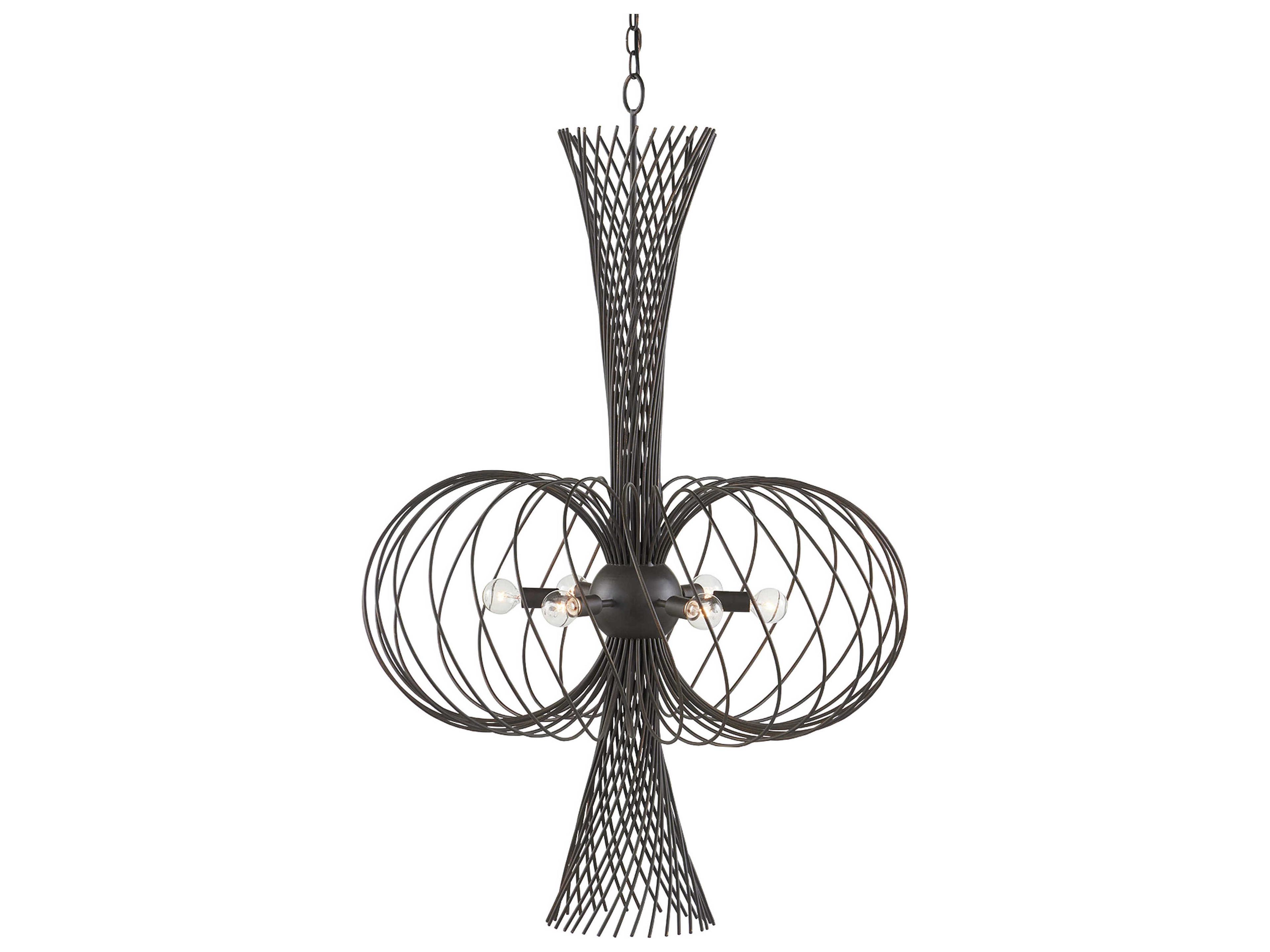 Currey & Company Akio 6-Light Bronze Gold Black Bowl Chandelier