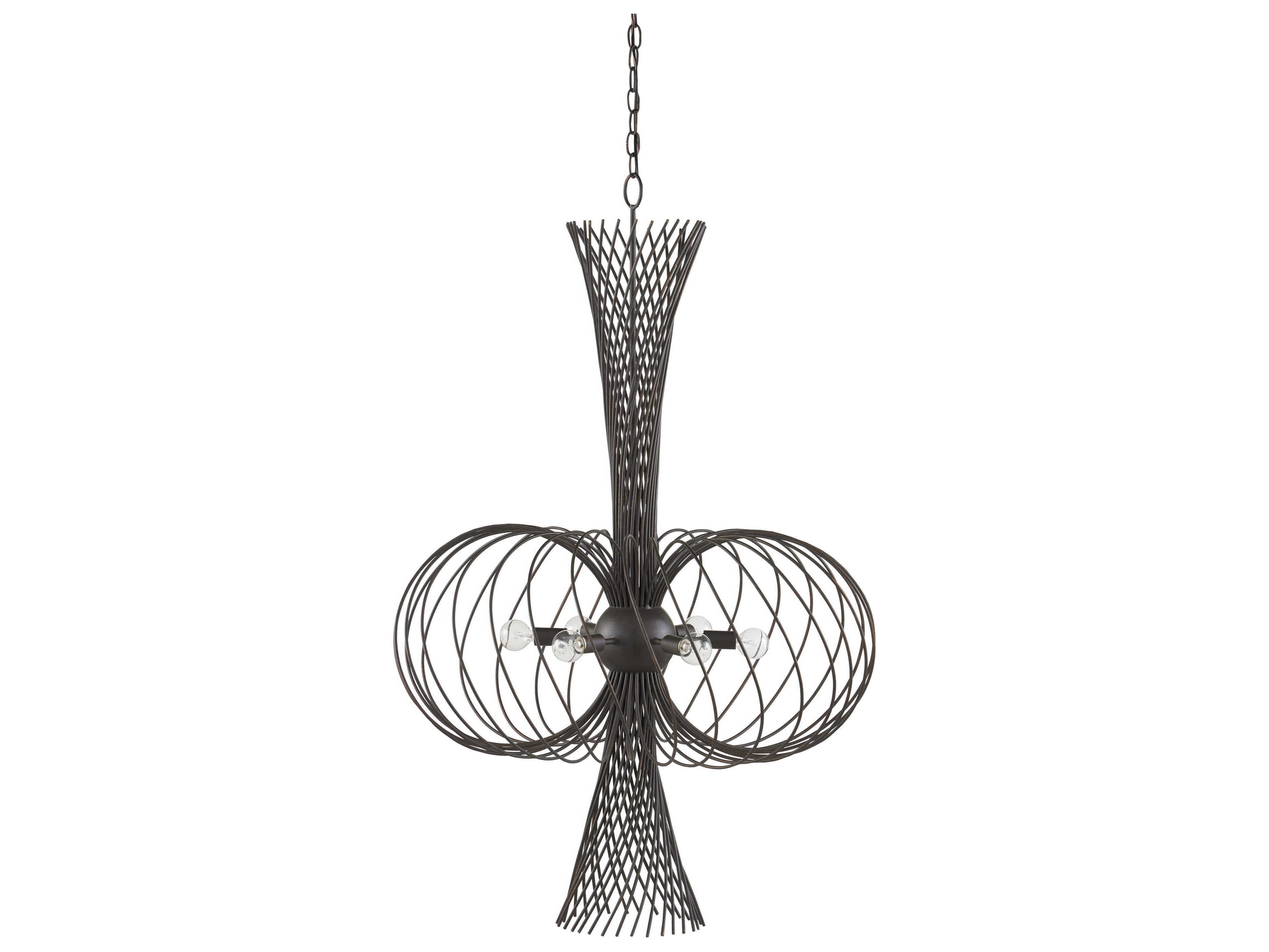 Currey & Company Akio 6-Light Bronze Gold Black Bowl Chandelier