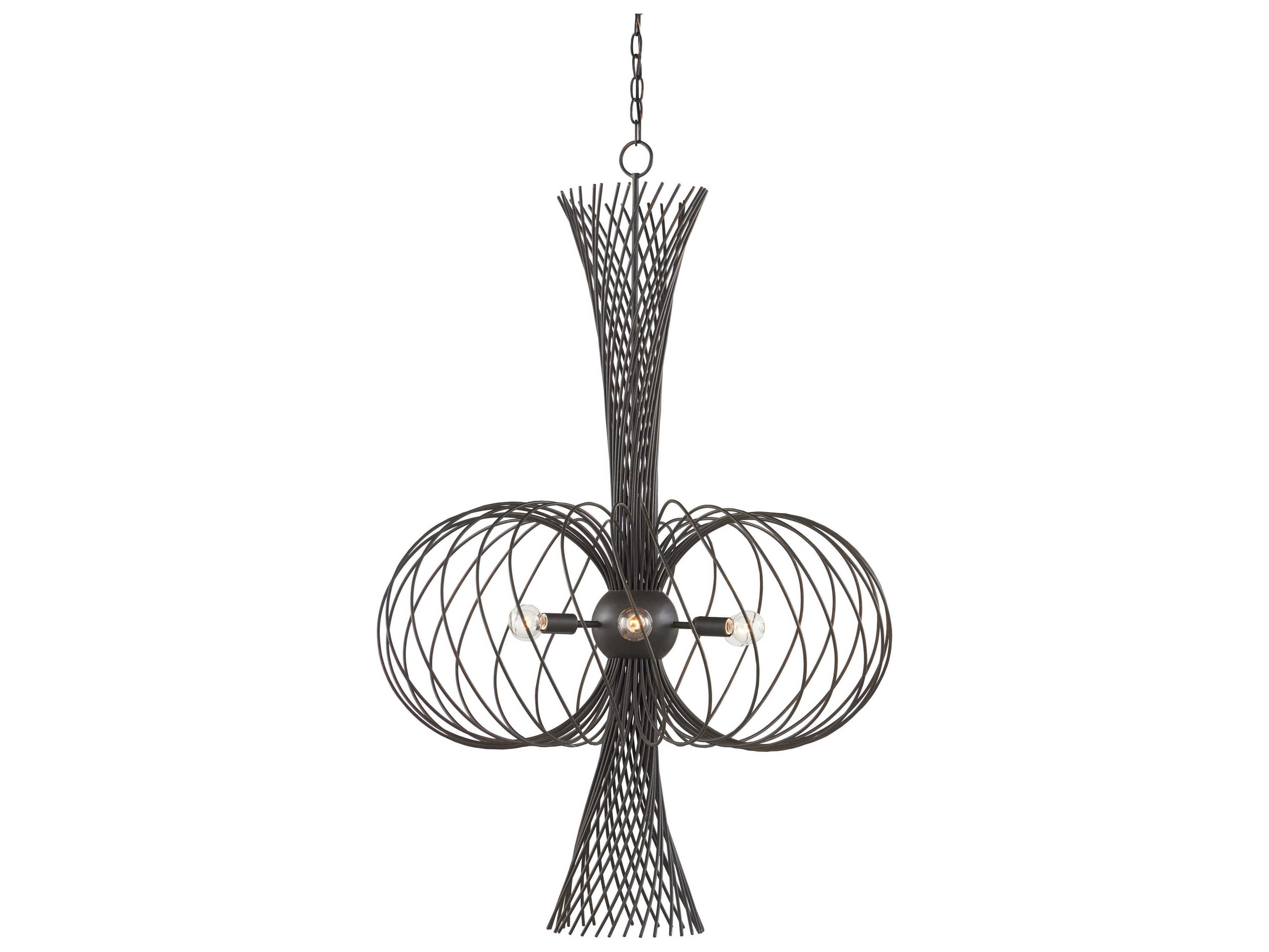 Currey & Company Akio 6-Light Bronze Gold Black Bowl Chandelier