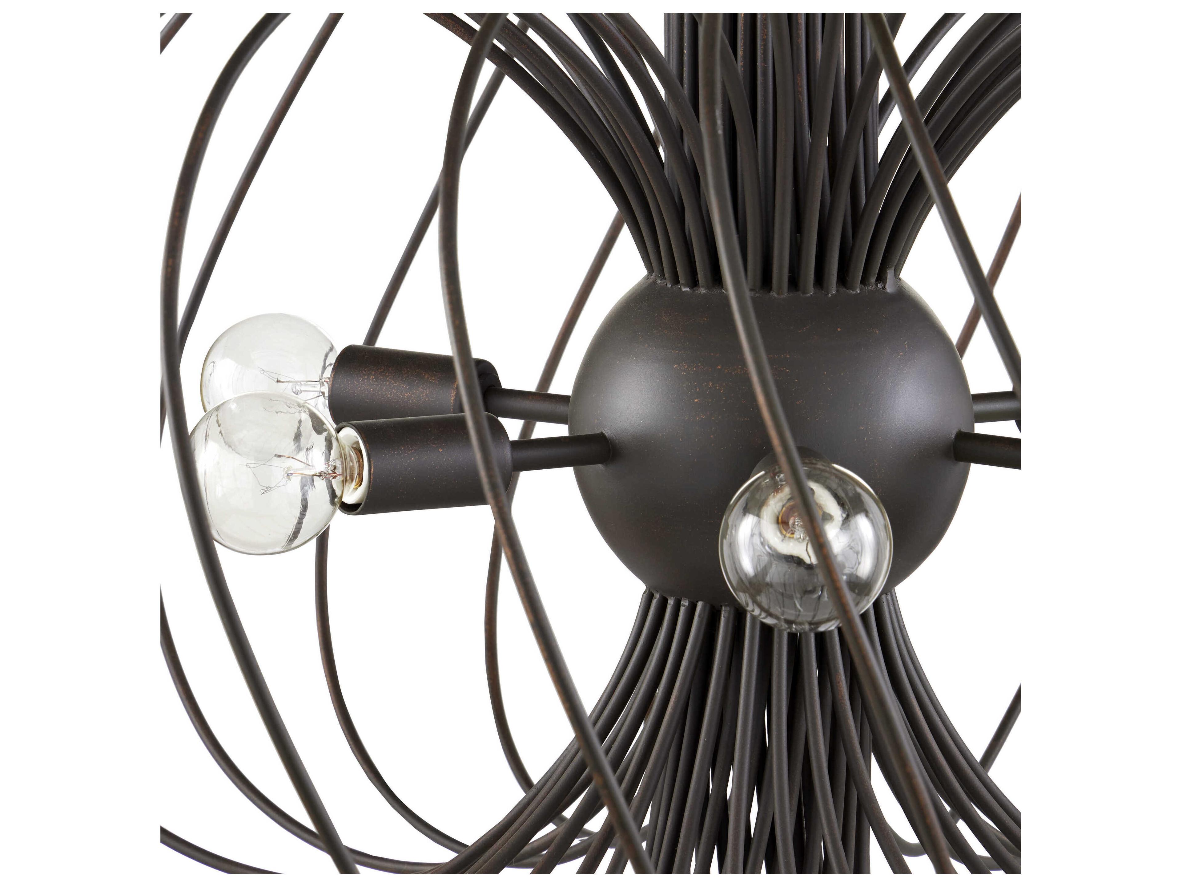 Currey & Company Akio 6-Light Bronze Gold Black Bowl Chandelier