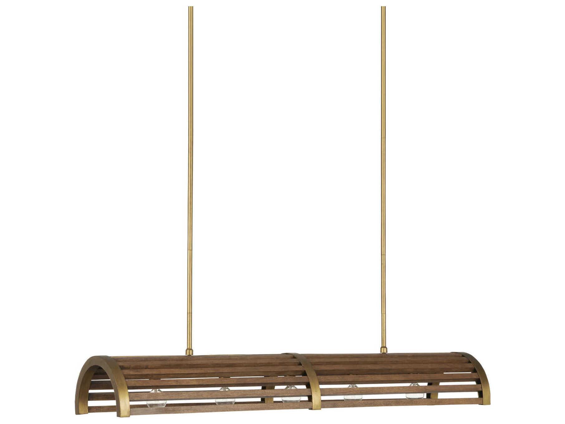 Currey & Company Woodbine 5-Light Chestnut brass Brown Island Pendant