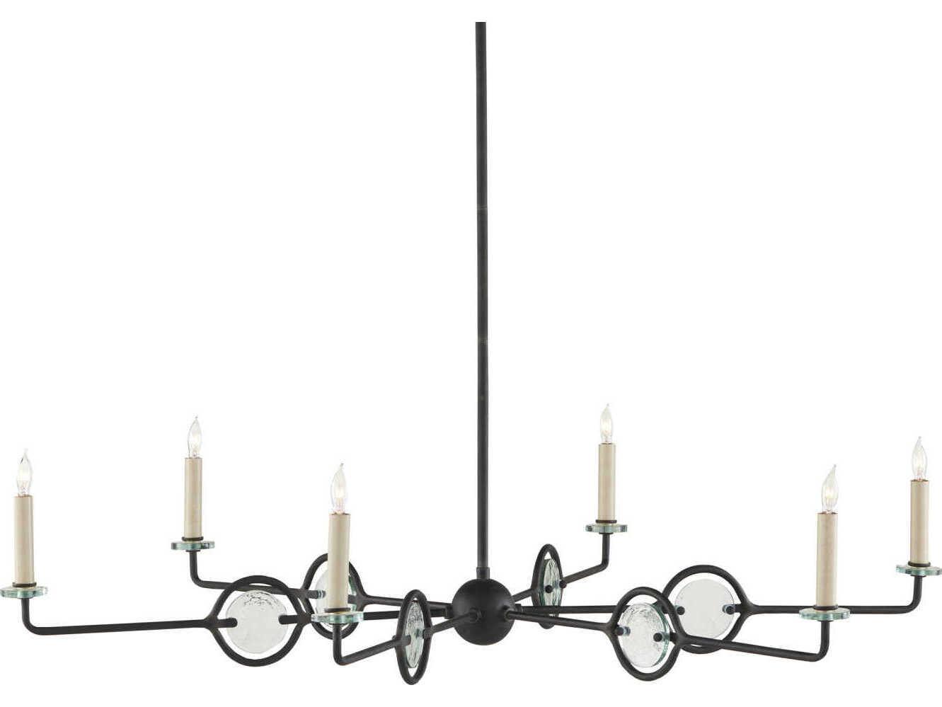 Currey & Company Privateer 6-Light Blacksmith Glass Chandelier