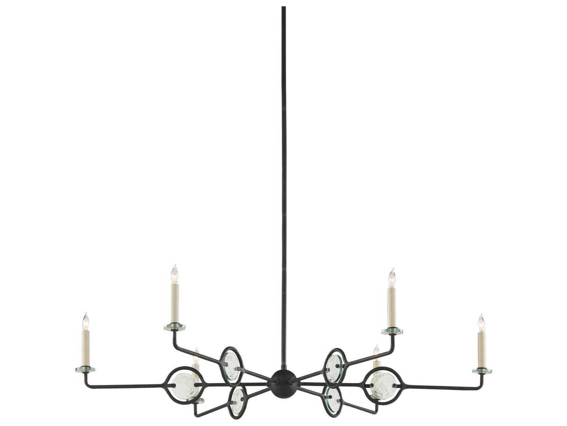 Currey & Company Privateer 6-Light Blacksmith Glass Chandelier