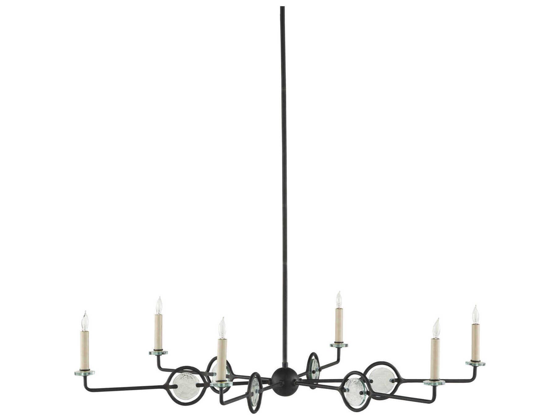 Currey & Company Privateer 6-Light Blacksmith Glass Chandelier