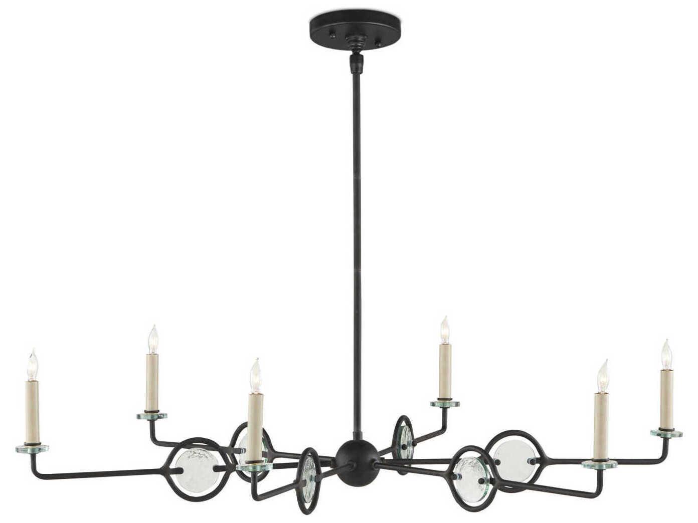 Currey & Company Privateer 6-Light Blacksmith Glass Chandelier