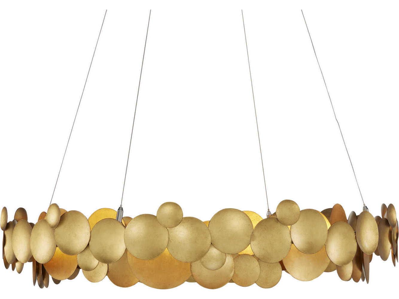 Currey & Company Lavengro 1-Light Contemporary Gold Leaf White LED Pendant