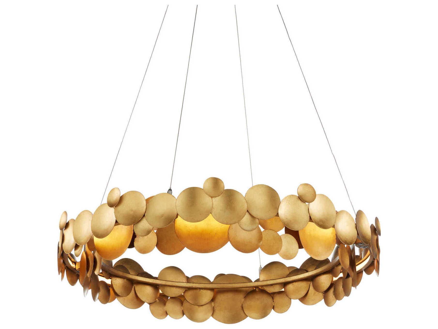 Currey & Company Lavengro 1-Light Contemporary Gold Leaf White LED Pendant