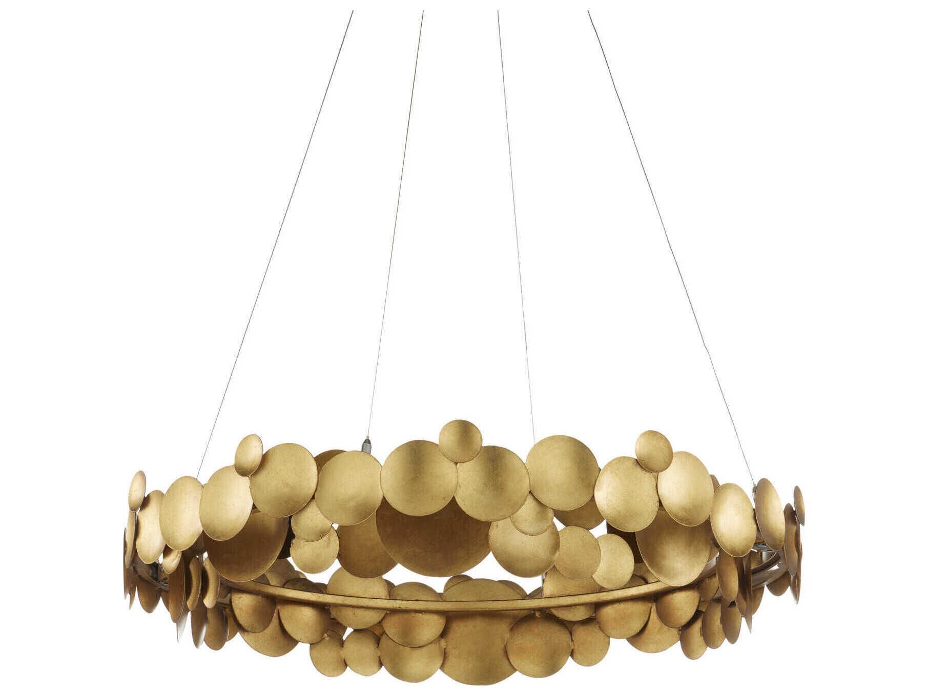 Currey & Company Lavengro 1-Light Contemporary Gold Leaf White LED Pendant