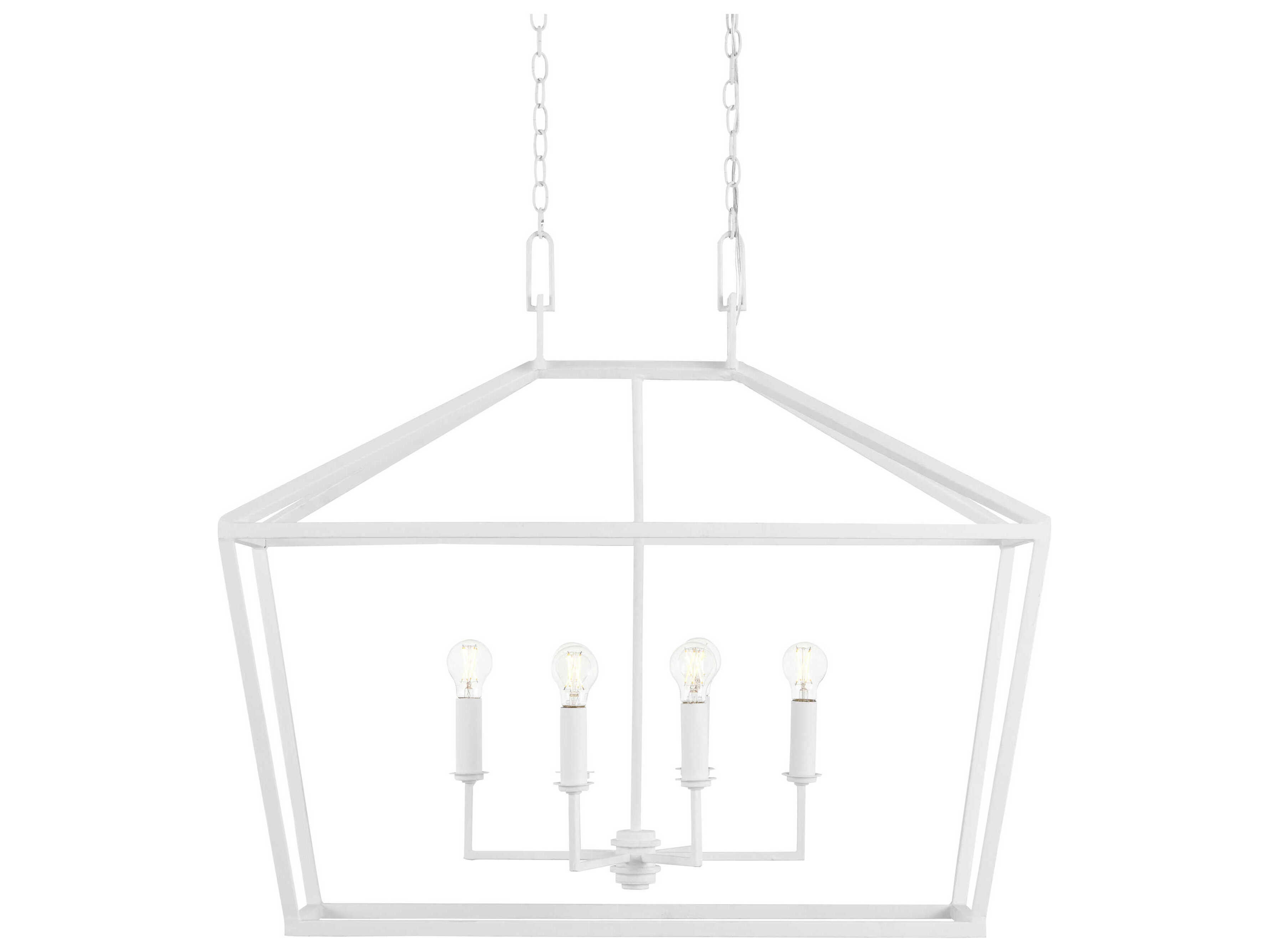 Currey & Company Denison 6-Light Gesso White Lantern Island Pendant