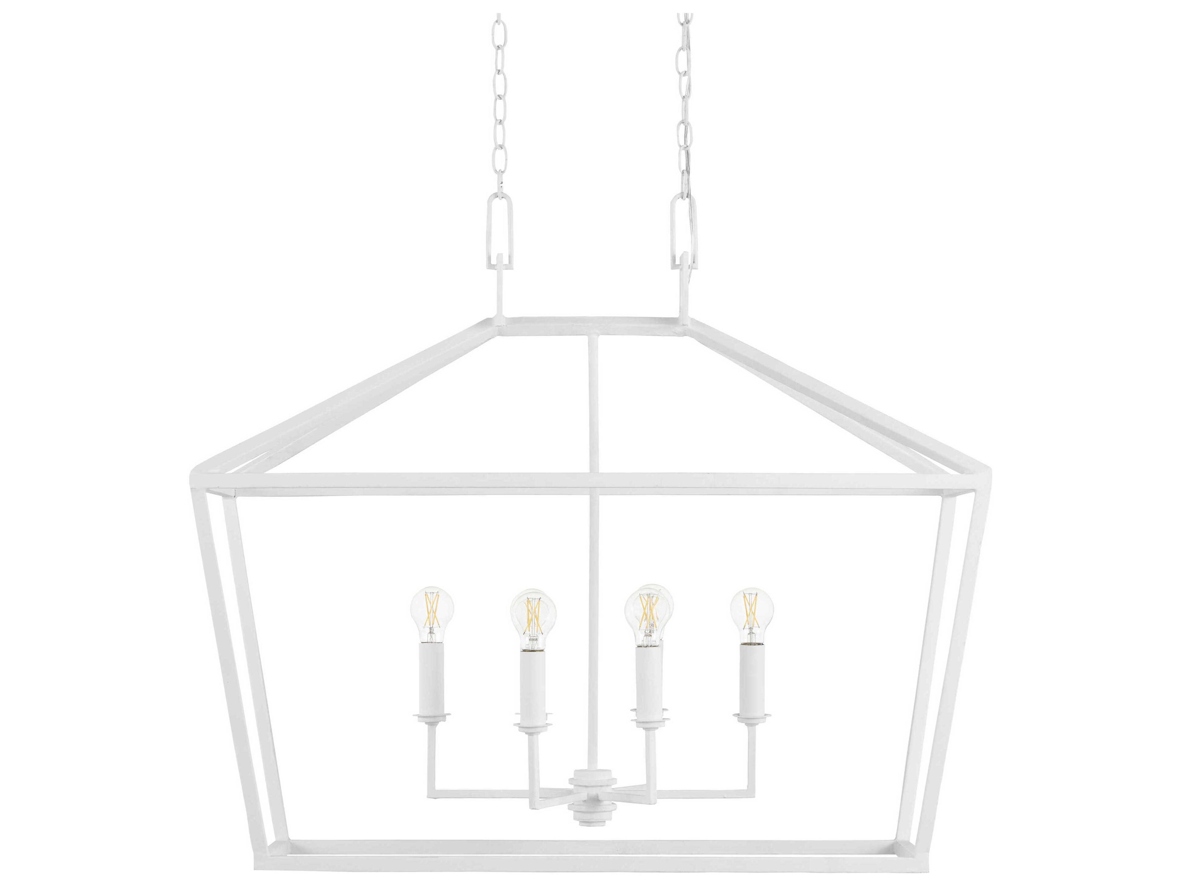 Currey & Company Denison 6-Light Gesso White Lantern Island Pendant