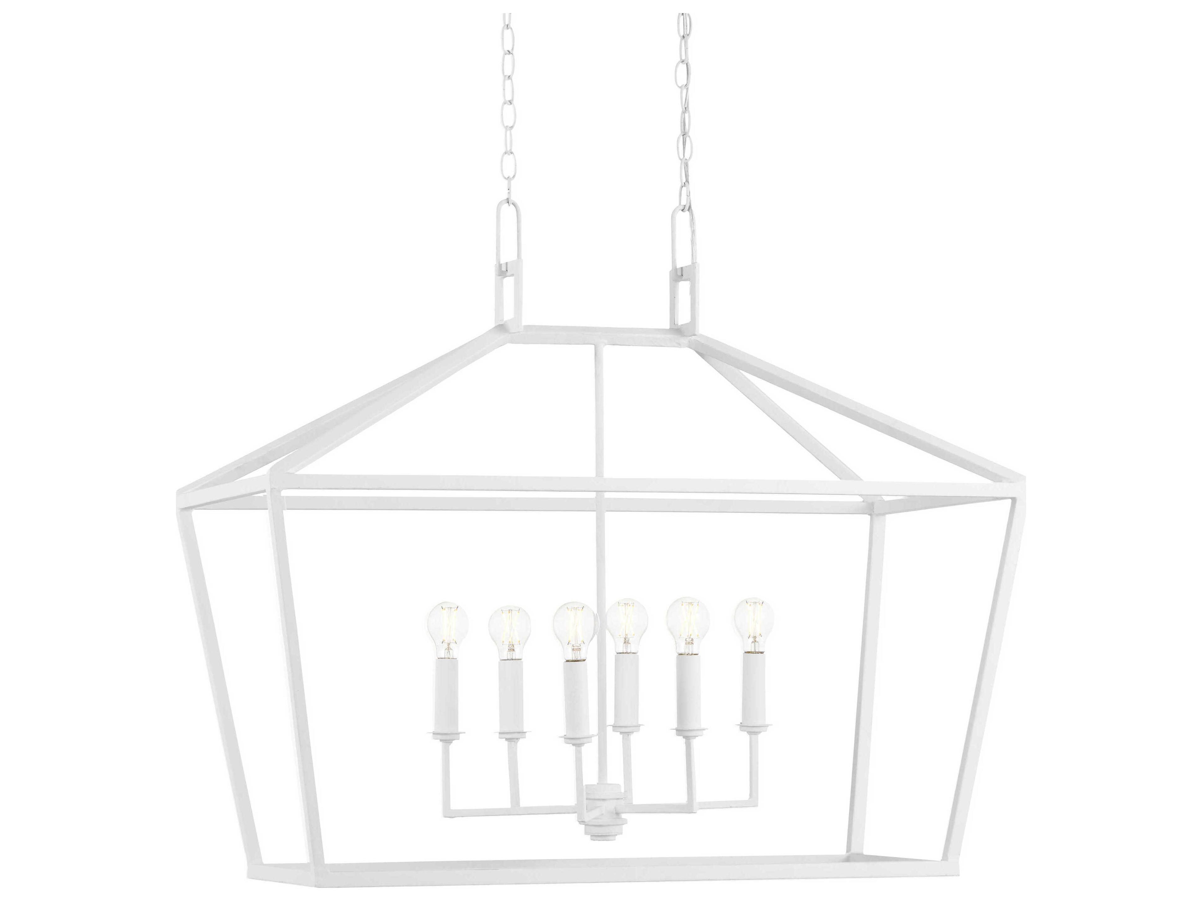 Currey & Company Denison 6-Light Gesso White Lantern Island Pendant