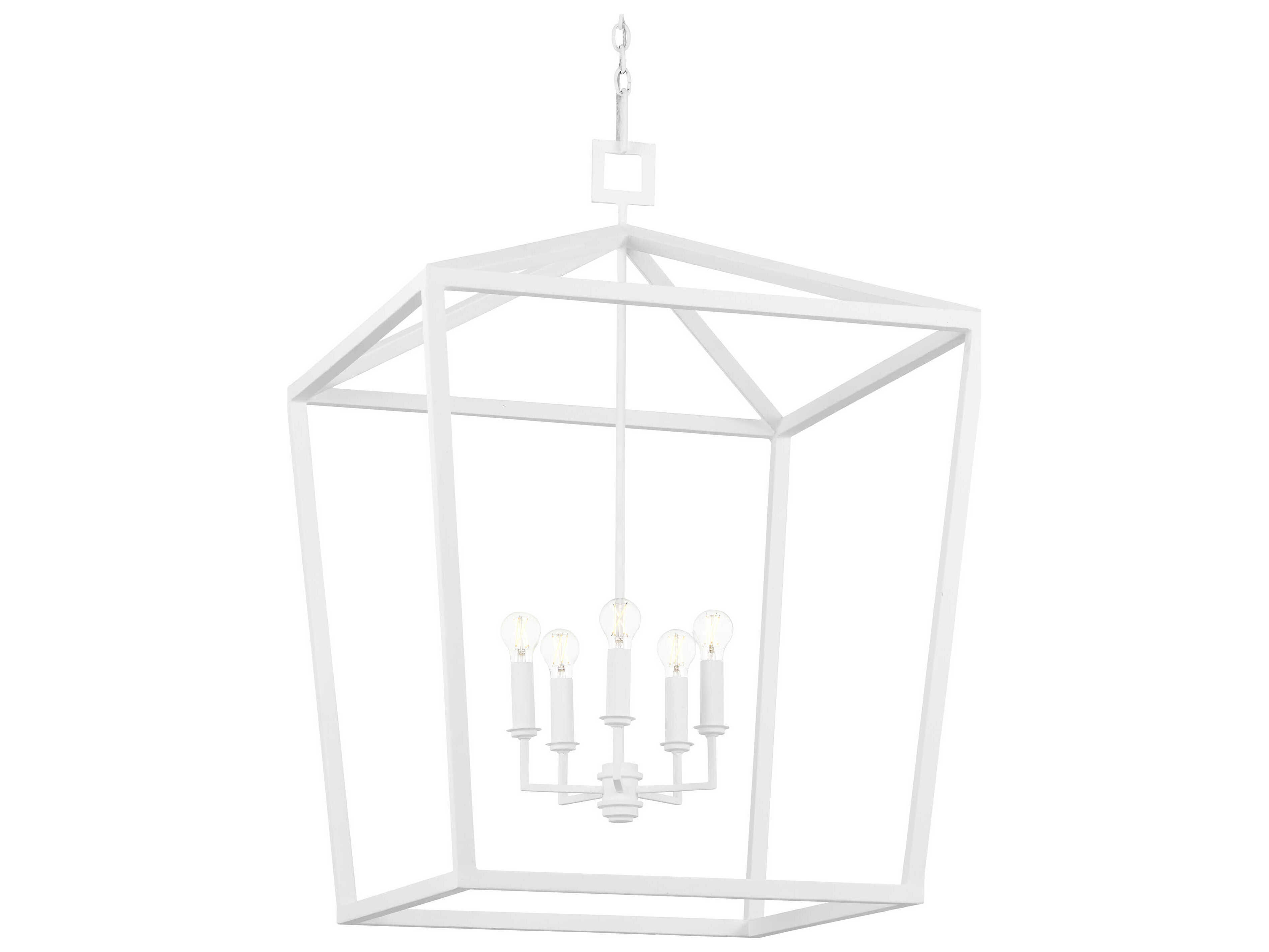 Currey & Company Denison 4-Light Gesso White Chandelier