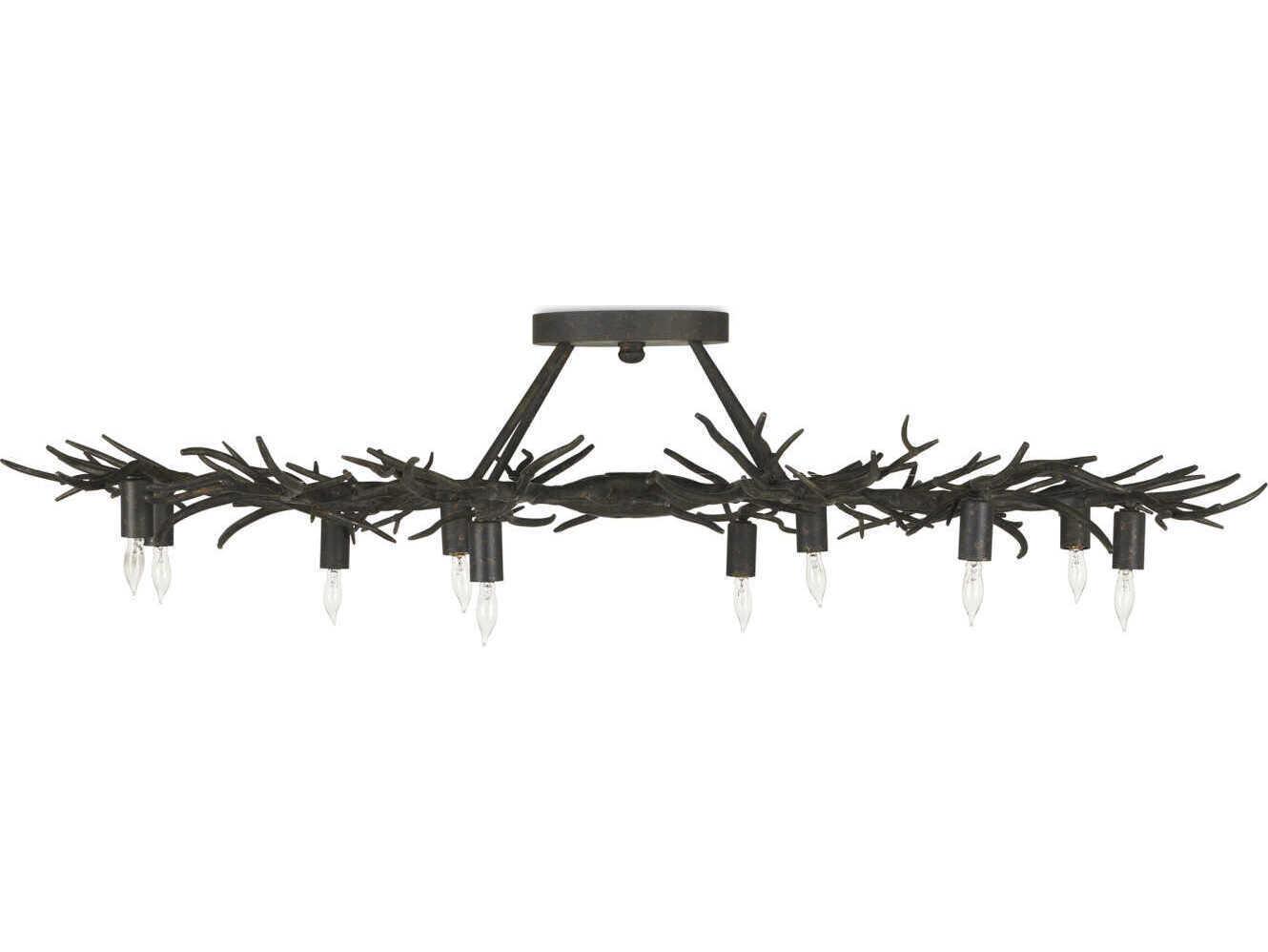 Currey & Company Rainforest 10-Light Rustic Bronze Semi Flush Mount