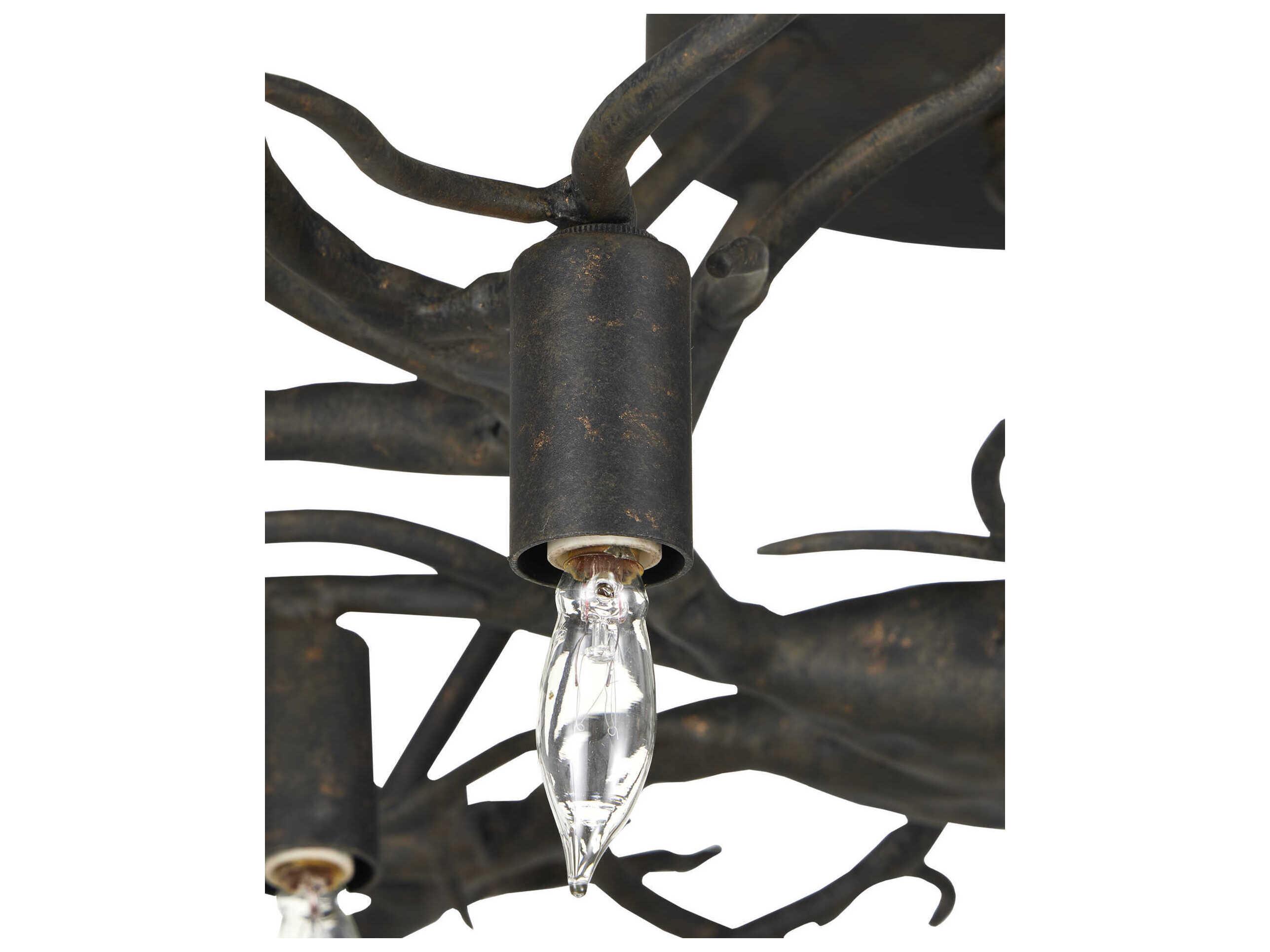 Currey & Company Rainforest 10-Light Rustic Bronze Semi Flush Mount