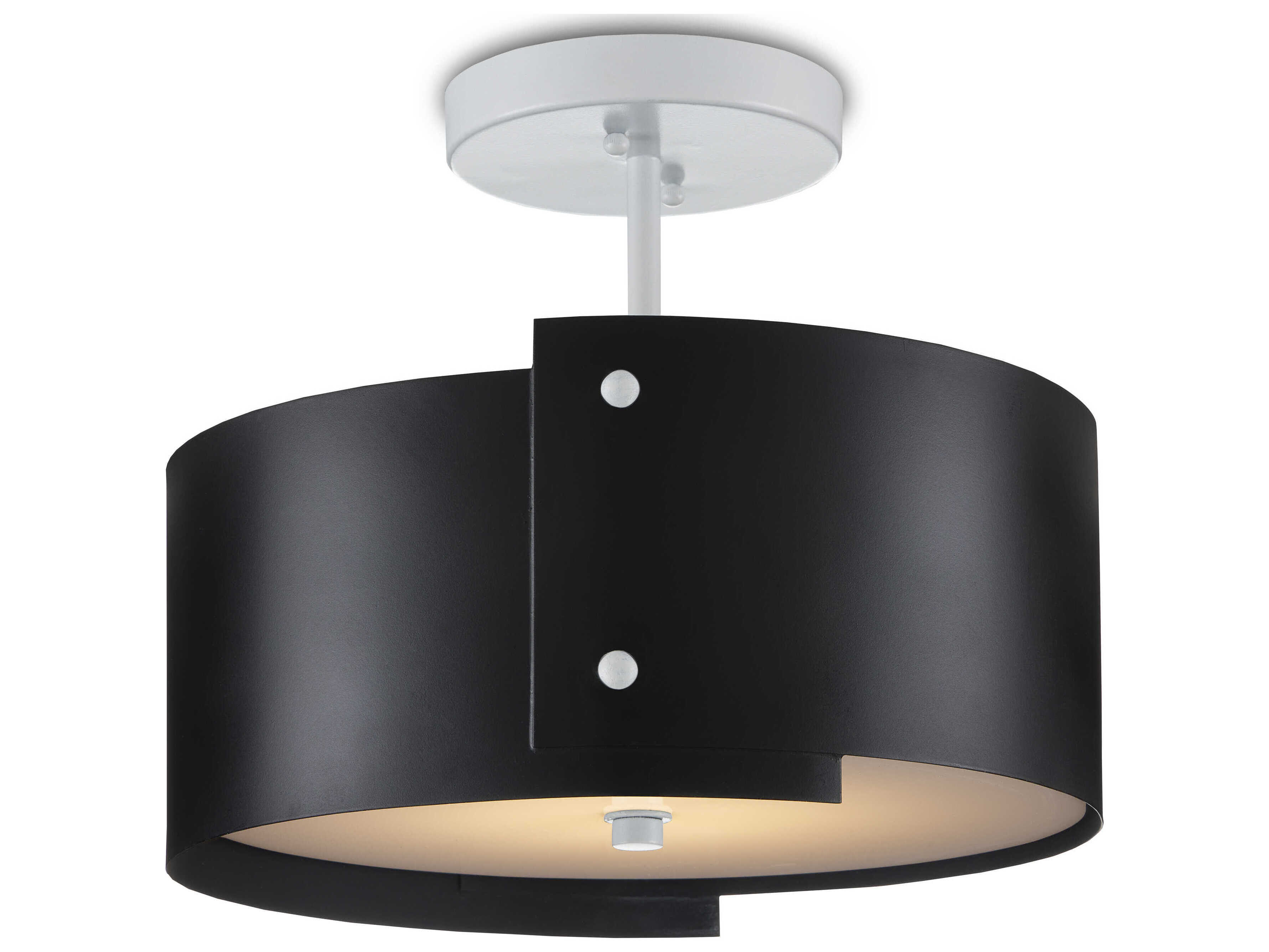 Currey & Company Ritsu 1-Light Blacksmith sugar White LED Drum Semi Flush Mount