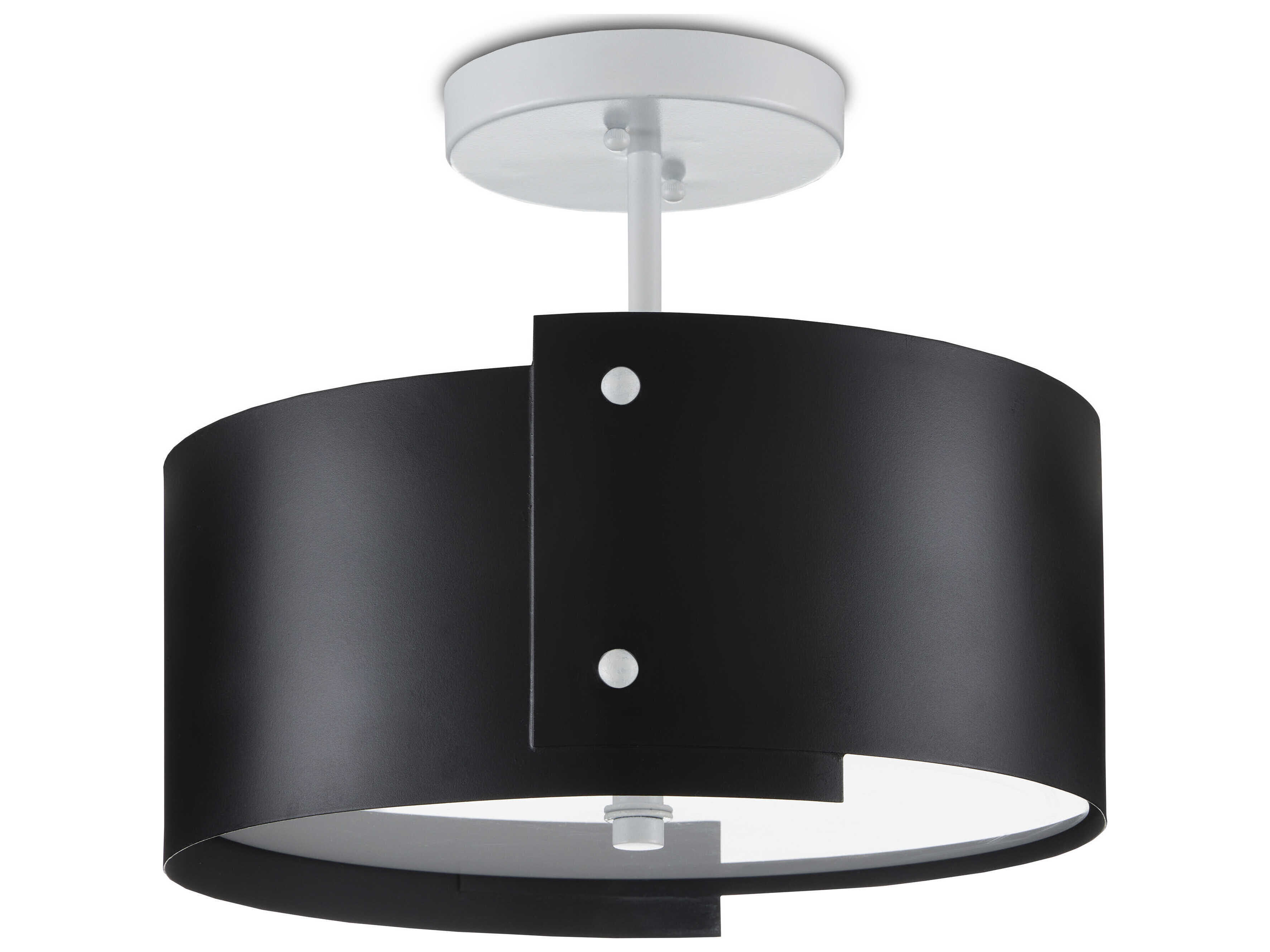 Currey & Company Ritsu 1-Light Blacksmith sugar White LED Drum Semi Flush Mount