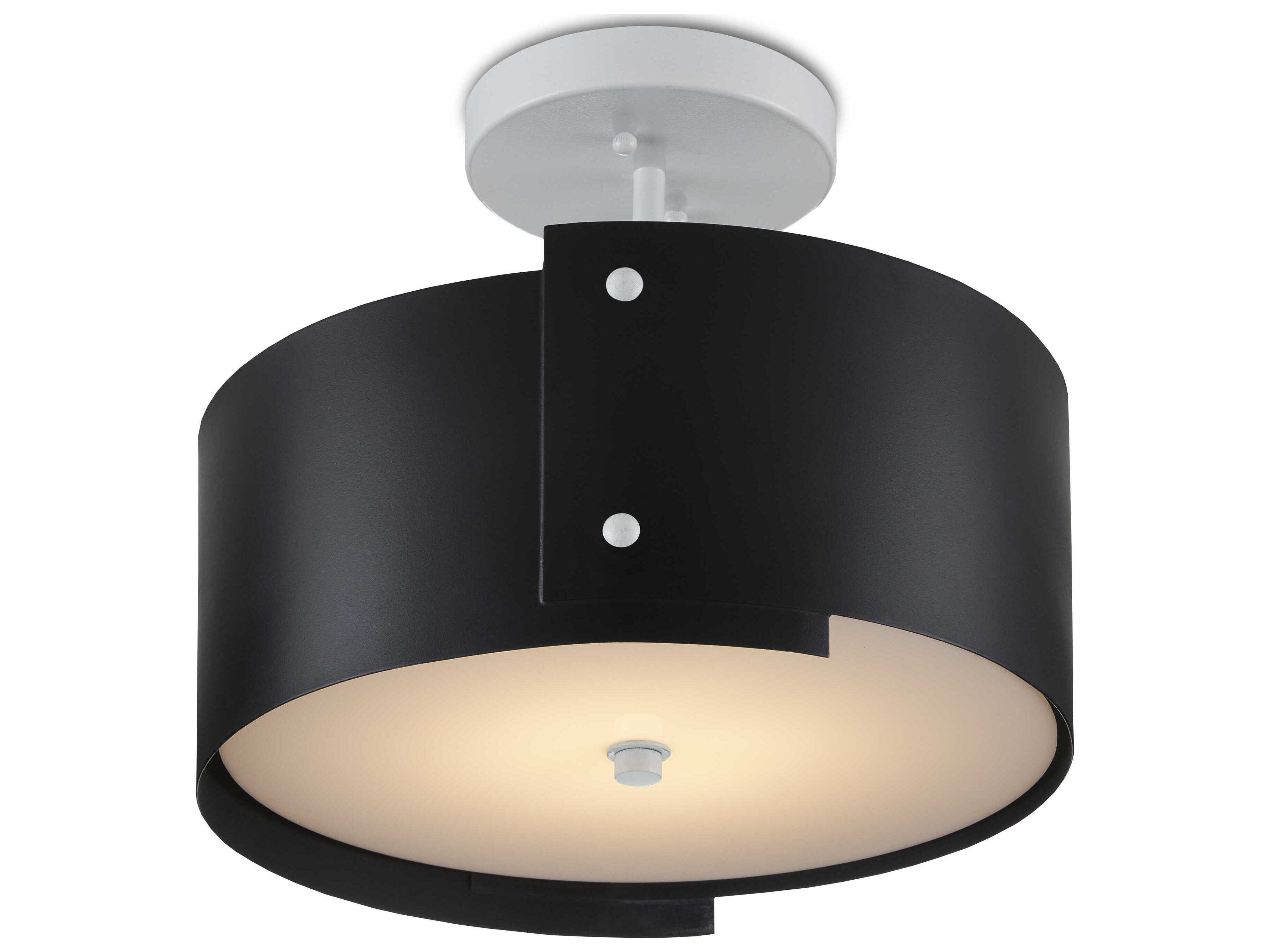 Currey & Company Ritsu 1-Light Blacksmith sugar White LED Drum Semi Flush Mount