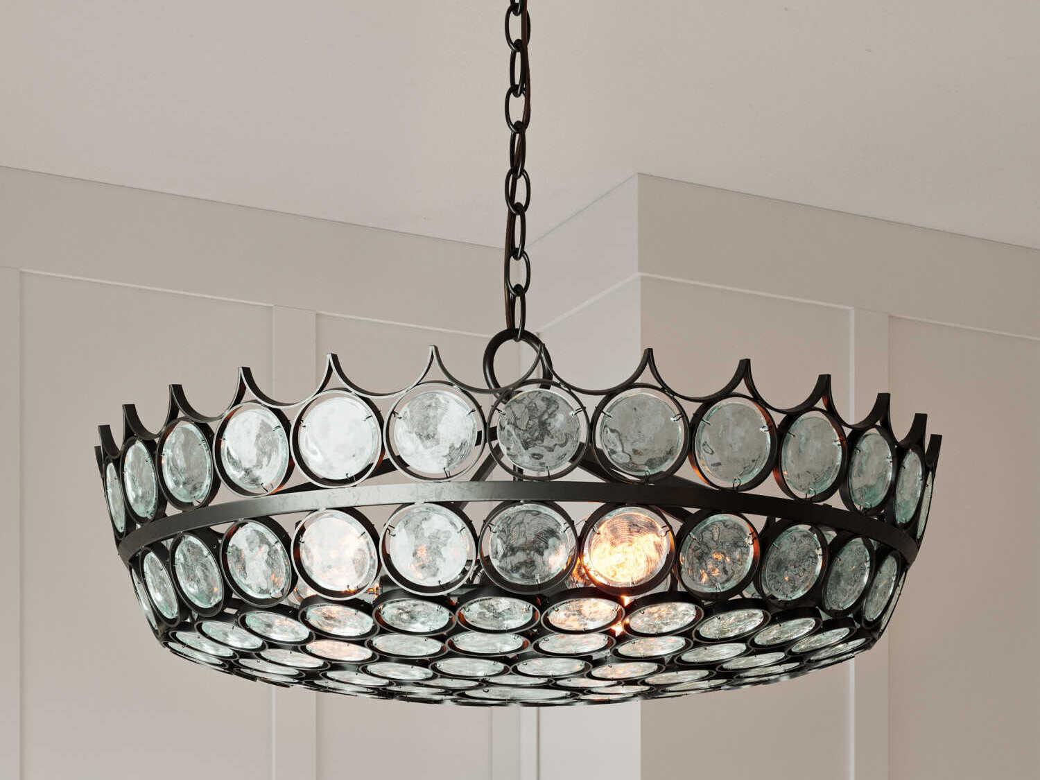 Currey & Company Augustus 6-Light Satin Black Glass Chandelier