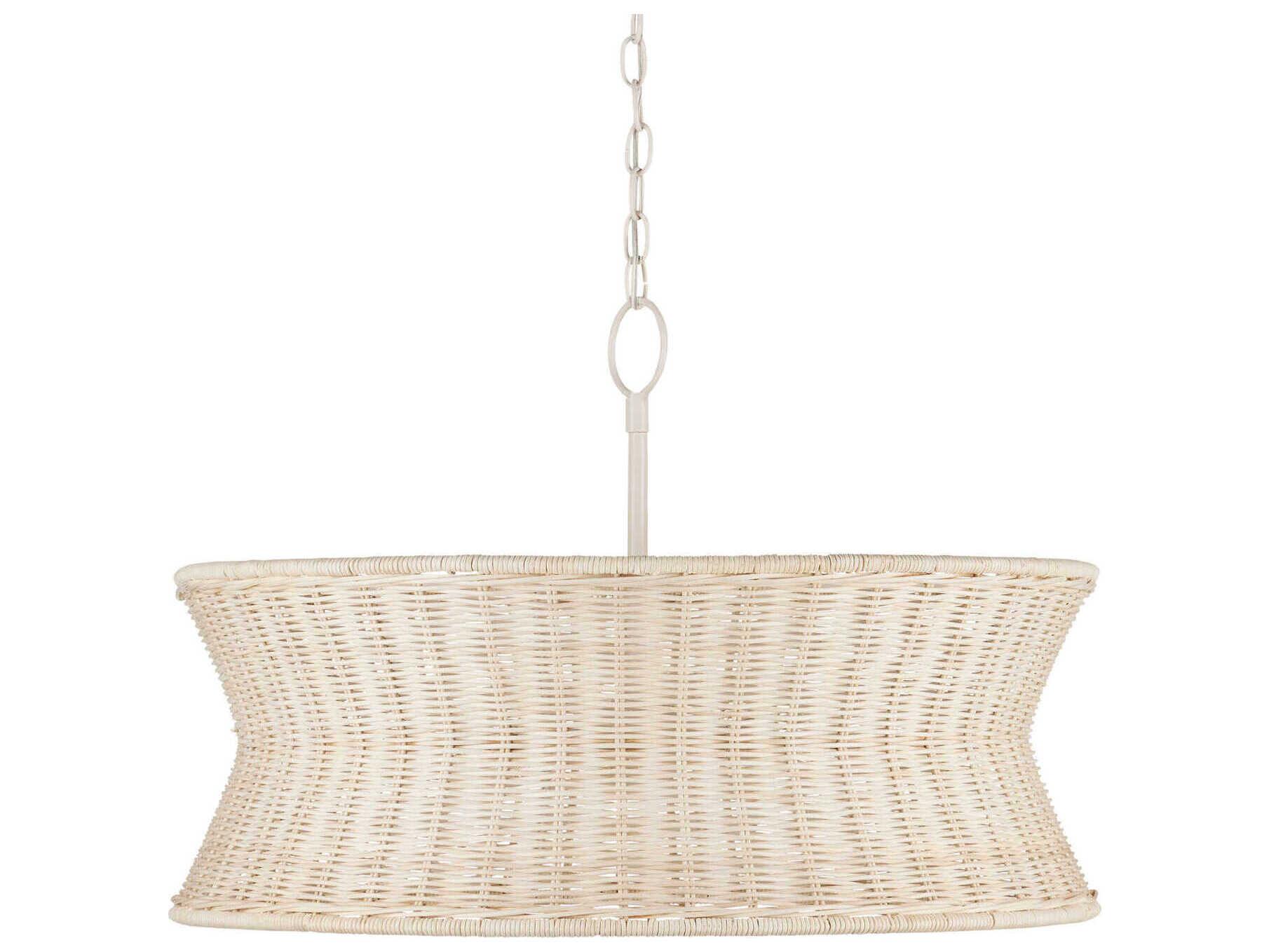 Currey & Company Phebe 4-Light Bleached Natural Vanilla White Pendant