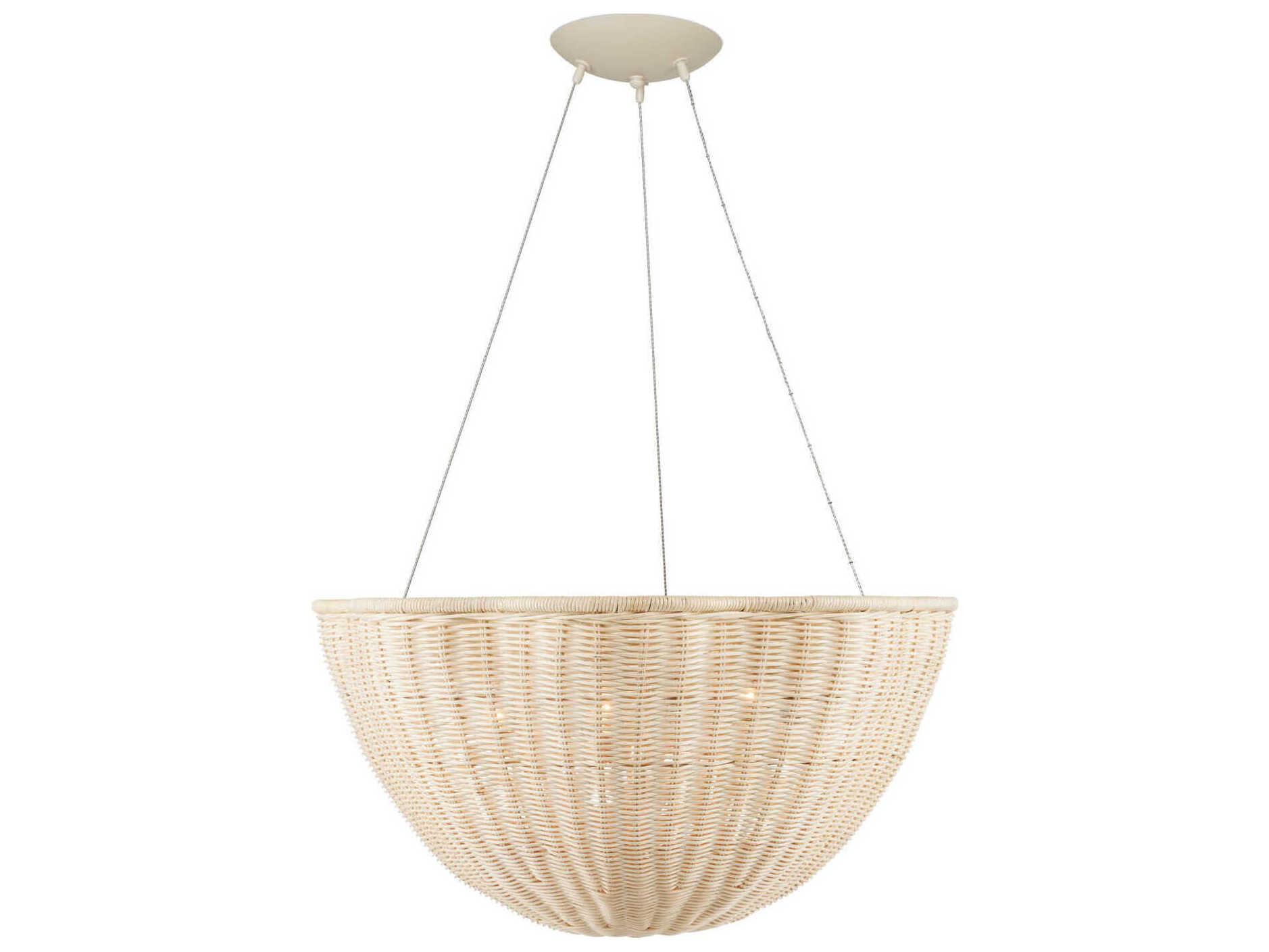 Currey & Company Telos 3-Light Bleached Natural Vanilla White Pendant
